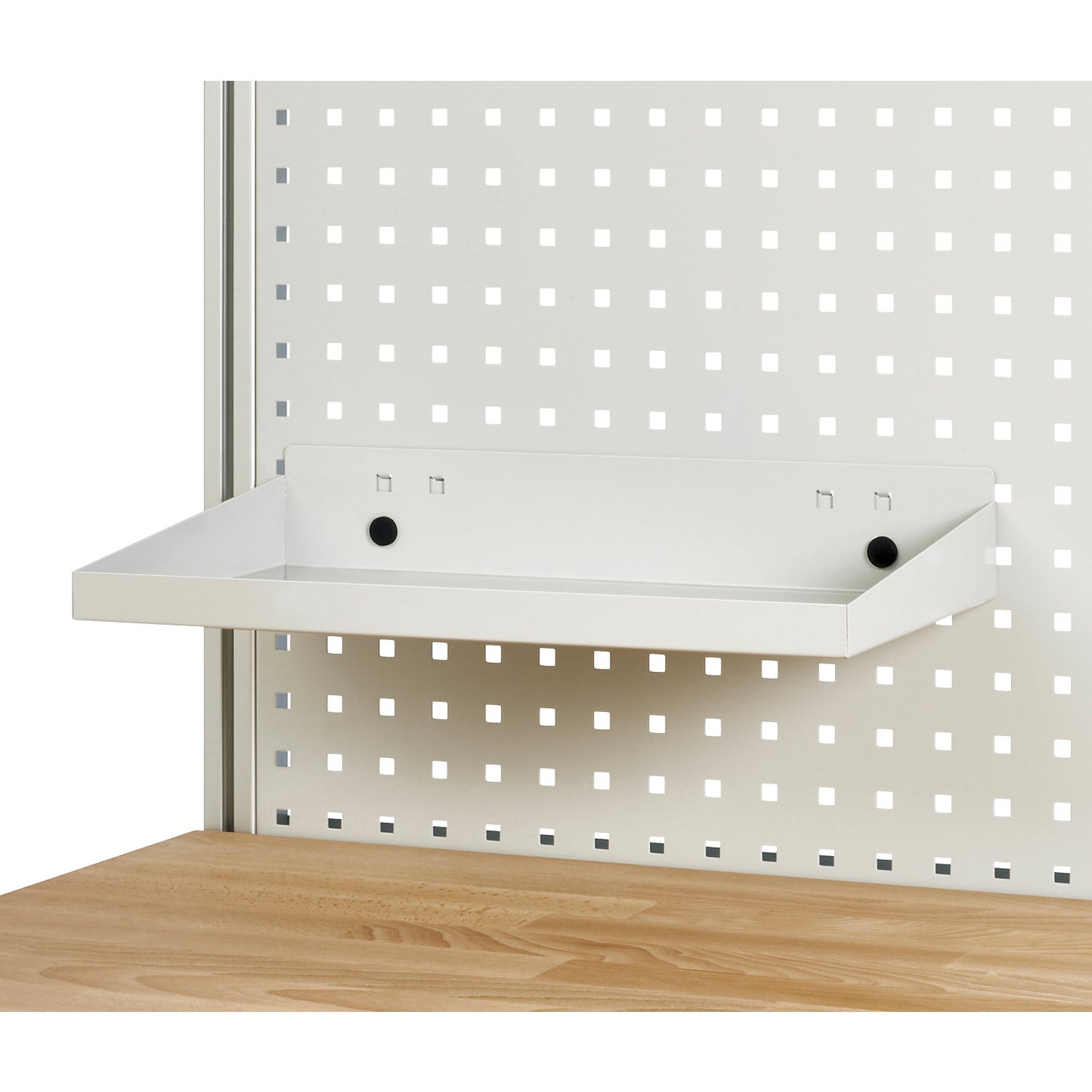 Packing table complete, manually height adjustable, set 3 with perforated panel, cutter, dispensing unit, WxD 2000 x 800 mm, melamine top.