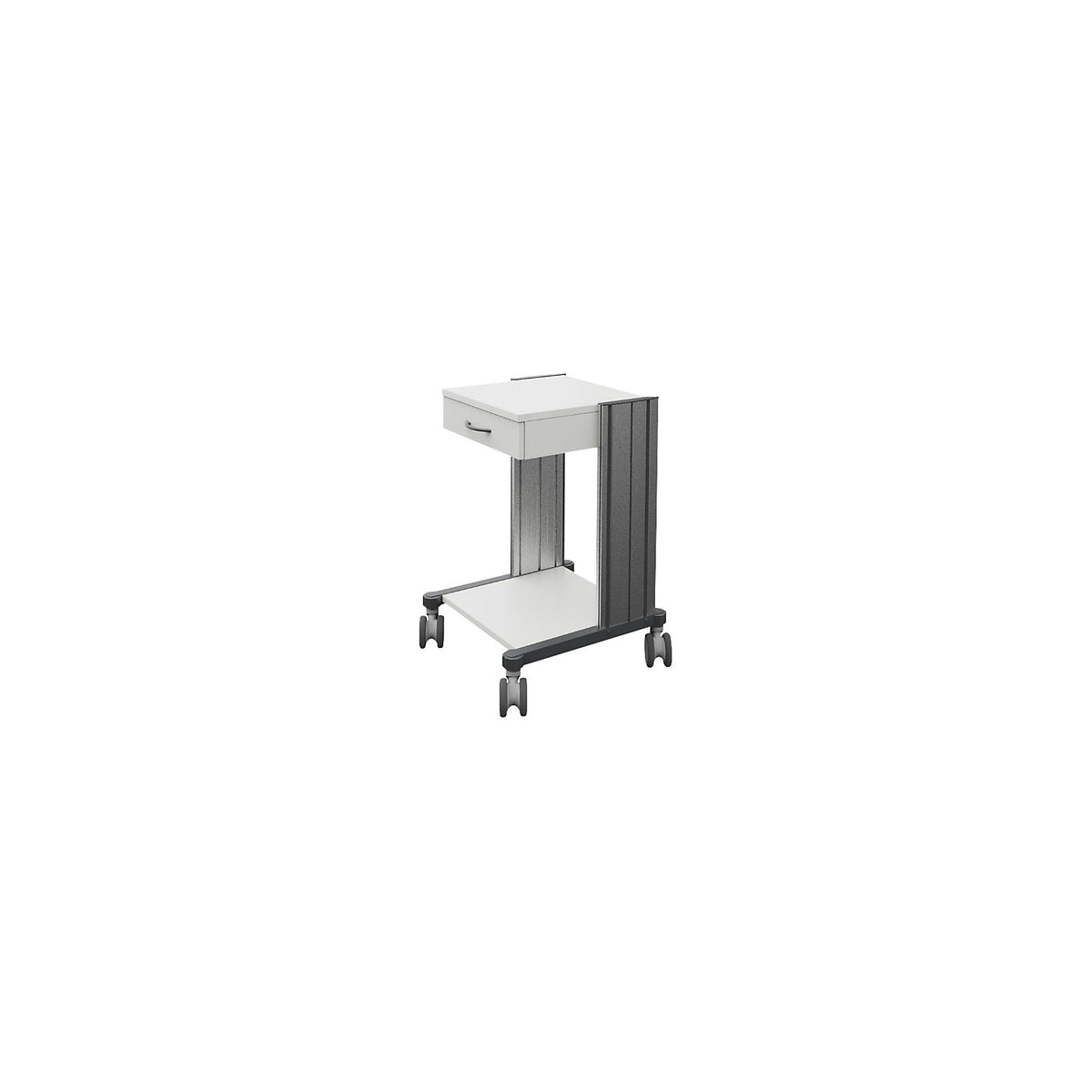 Medical equipment trolley swingo, LxW 559 x 545 mm, height 806 mm, 2 shelves.