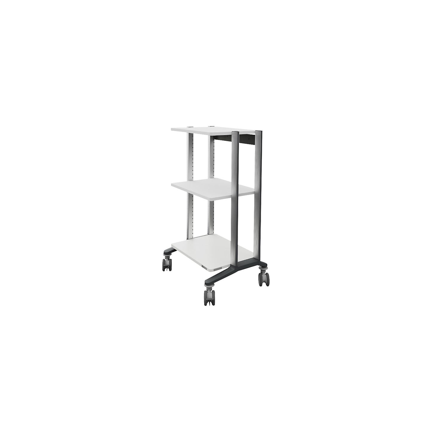 Medical equipment trolley doppio, 3 shelves, LxWxH 563 x 715 mm x 1177 mm.