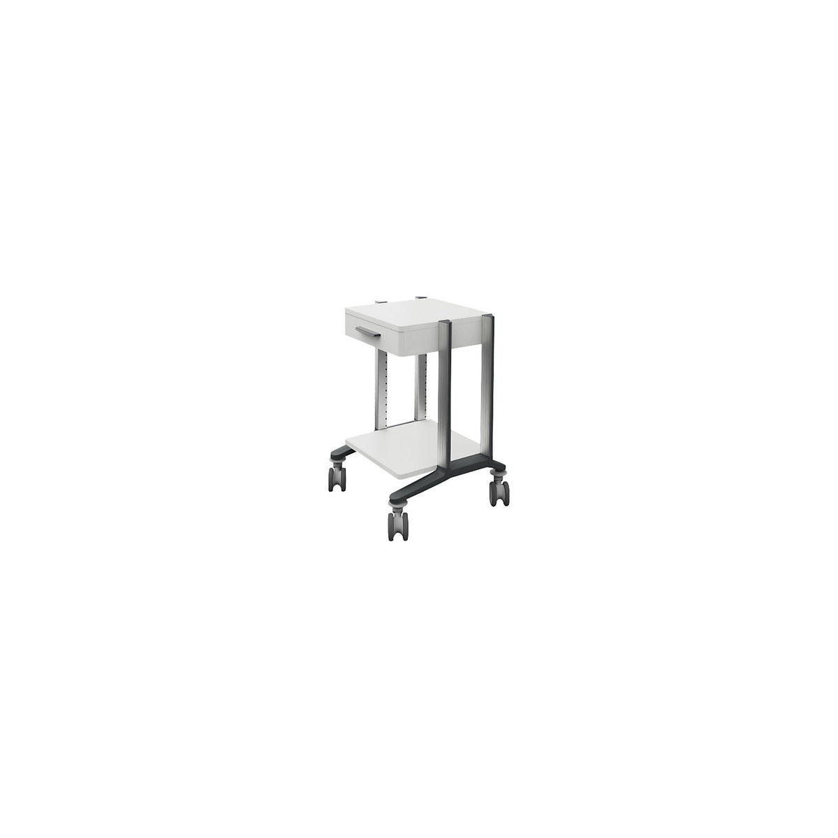 Medical equipment trolley doppio, 2 shelves, LxWxH 565 x 563 mm x 793 mm.