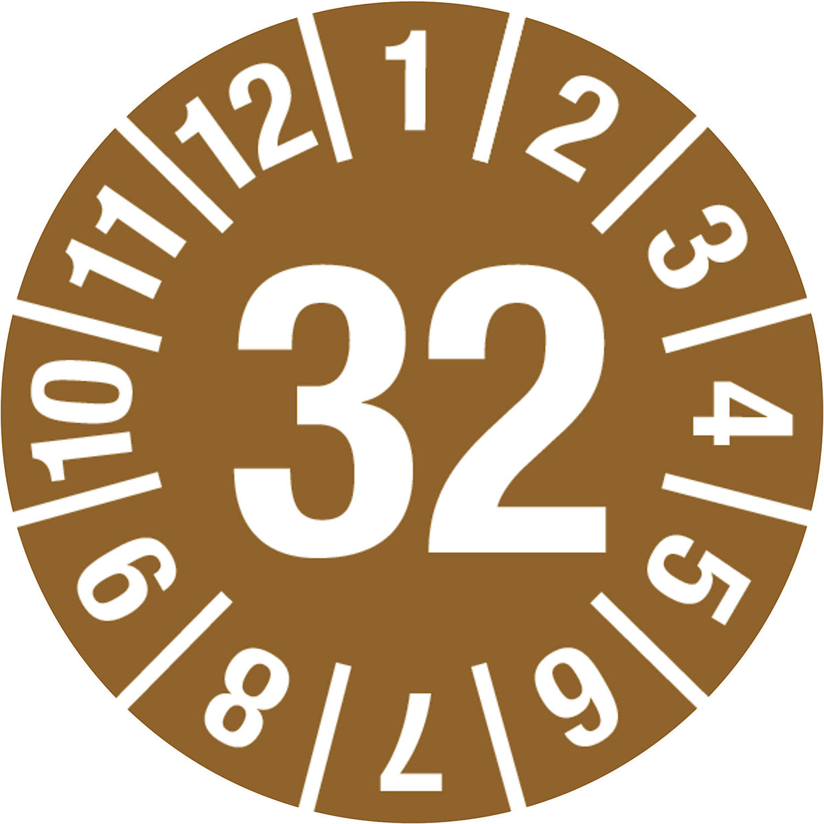 Test placard, year, document film, Ø 15 mm, 32, brown.