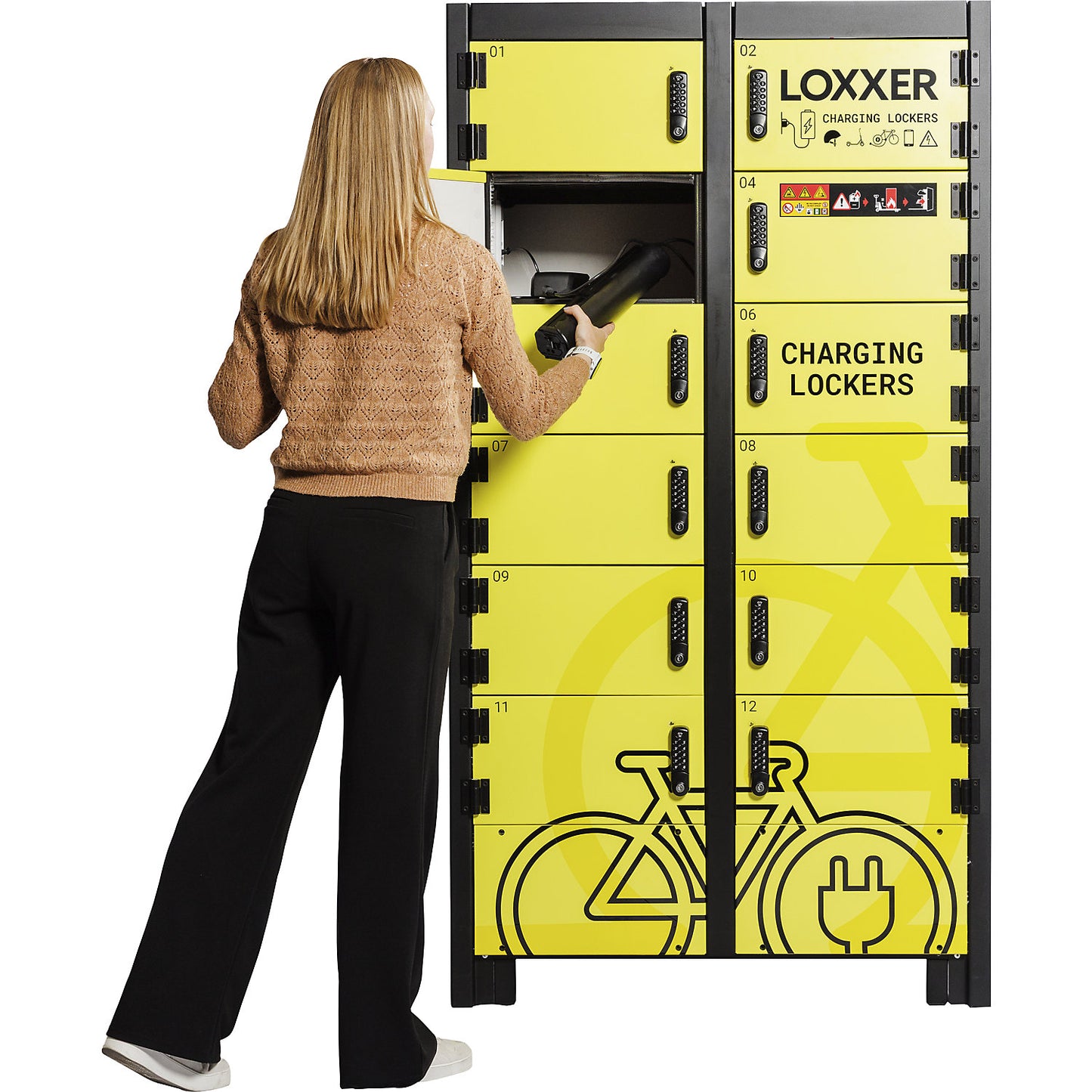 Battery charging cabinet LOX12, HxWxD 2015 x 1042 x 765 mm, 12 shelves.