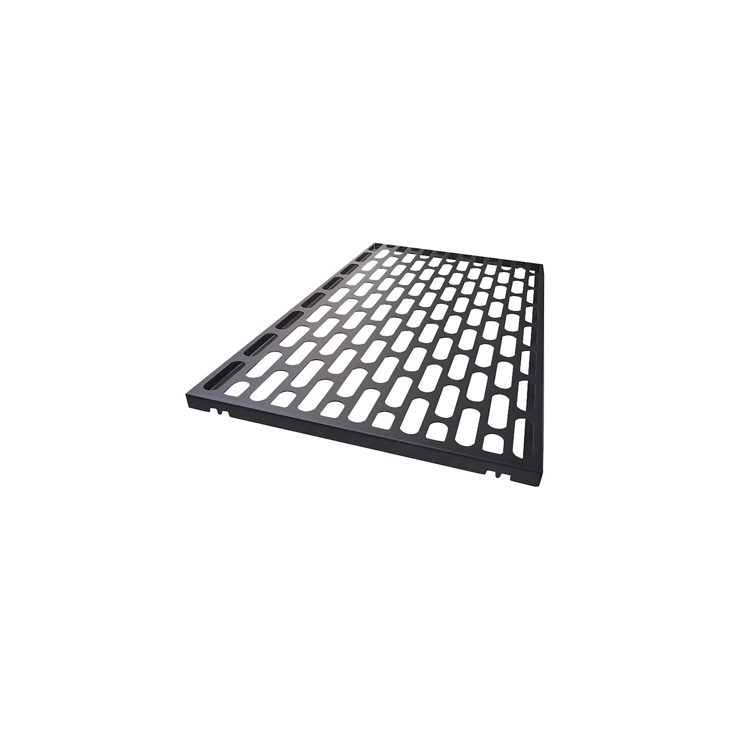 Shelf for battery cabinet, perforated, black, LxD 1030 x 570 mm.
