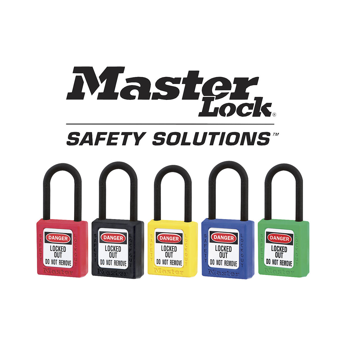 Zenex™ padlock, plastic shackle, with key retention, pack of 6, height 44 mm.