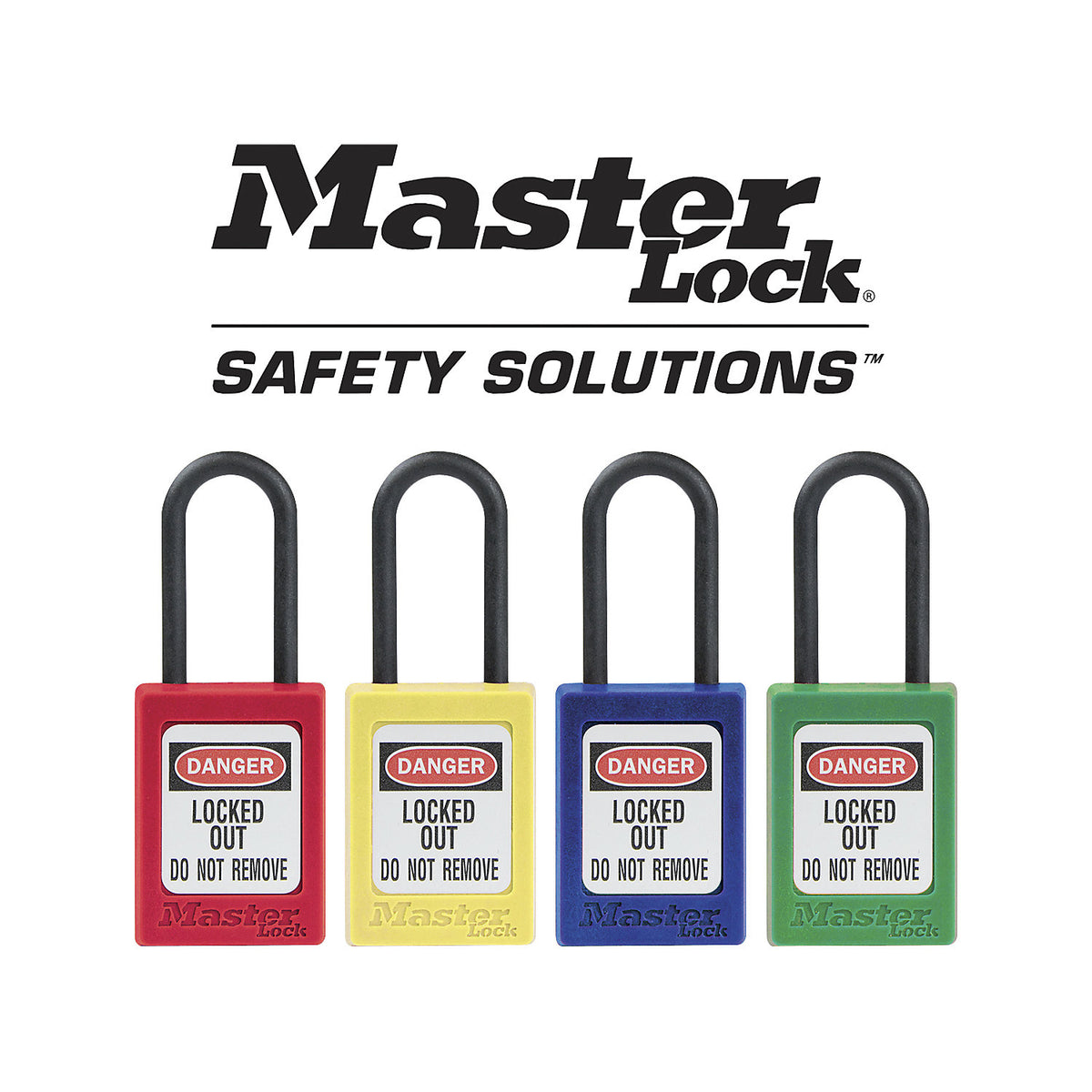 Zenex™ padlock, plastic shackle, without key retention, pack of 6, height 48 mm.