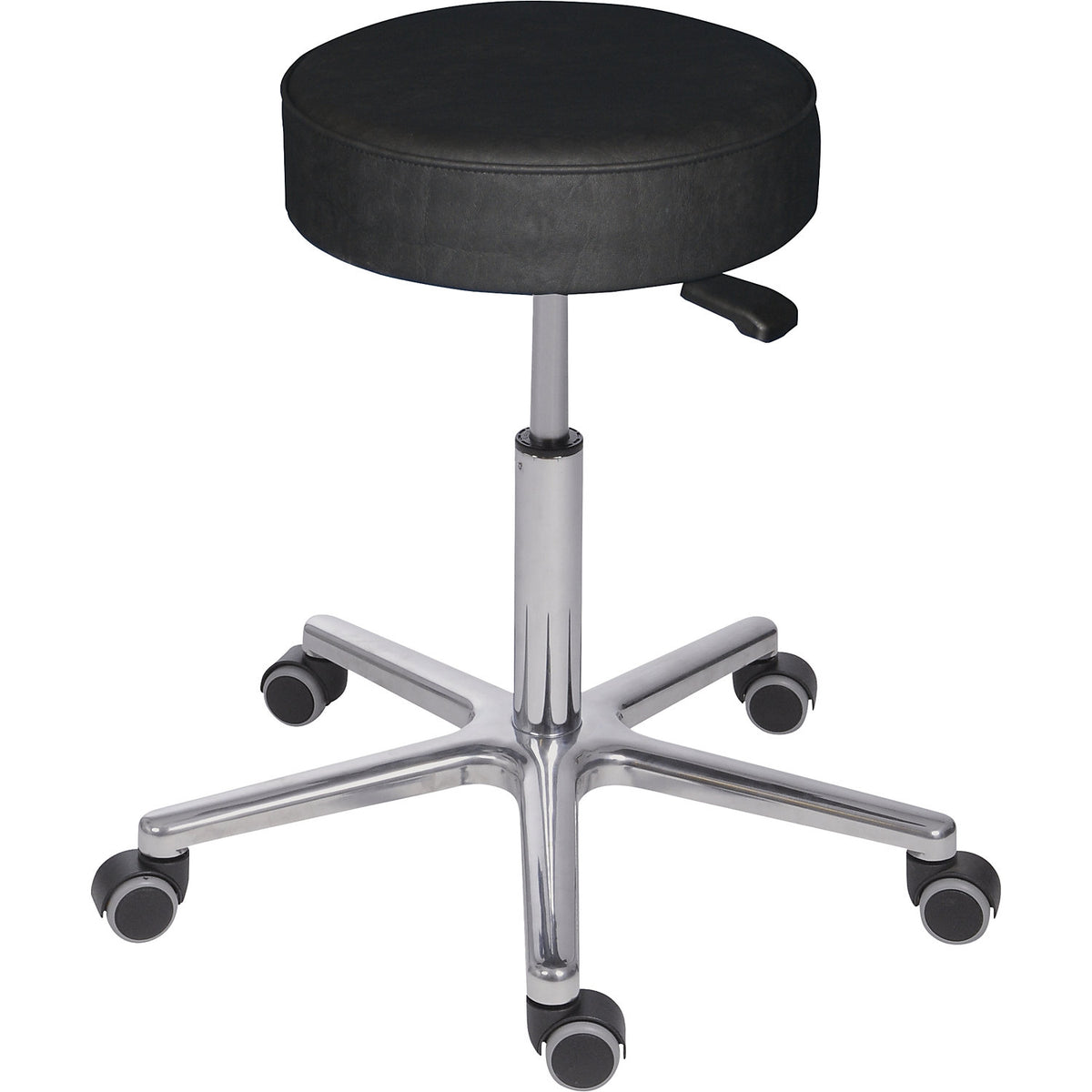 XXL industrial stool 180 kg, gas lift height adjustment, vinyl, black.