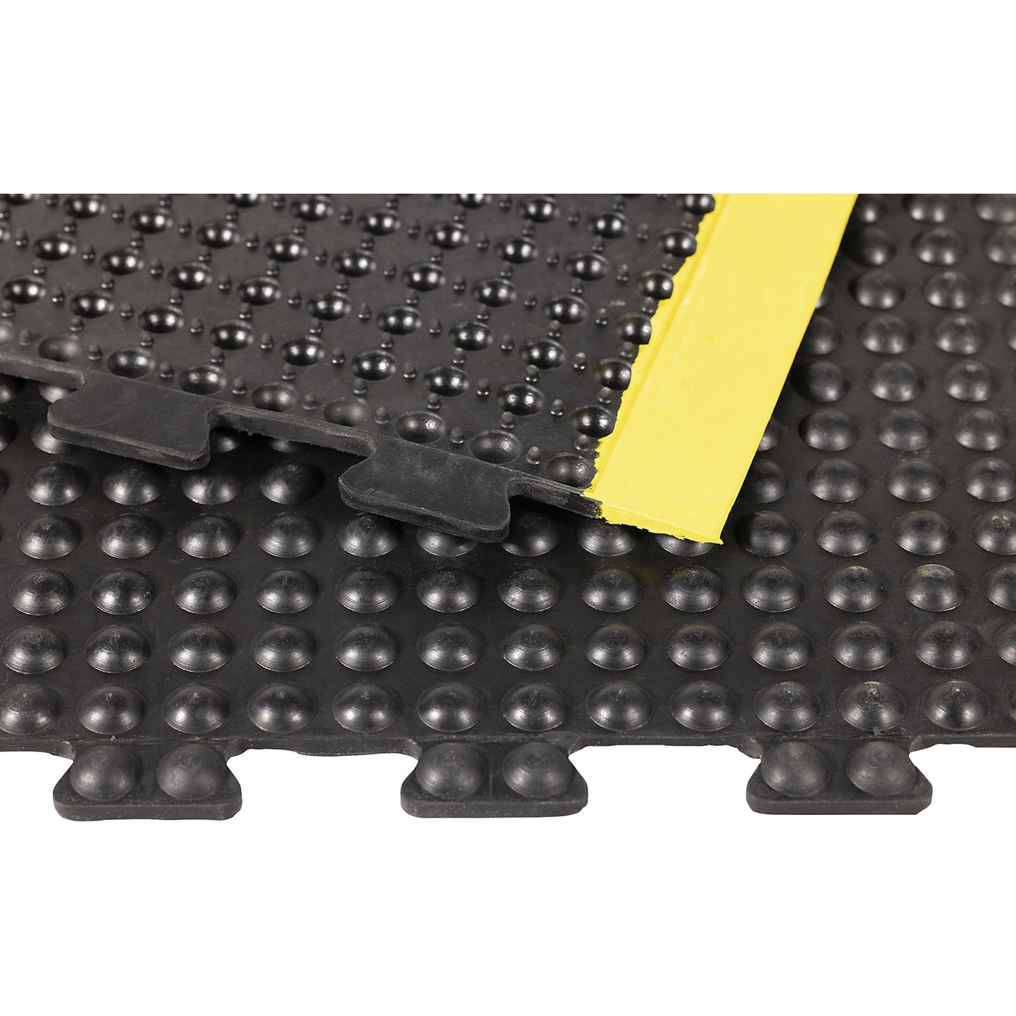 Yoga Dome Basic anti-fatigue matting, black/yellow, LxW 900 x 900 mm, corner tile.