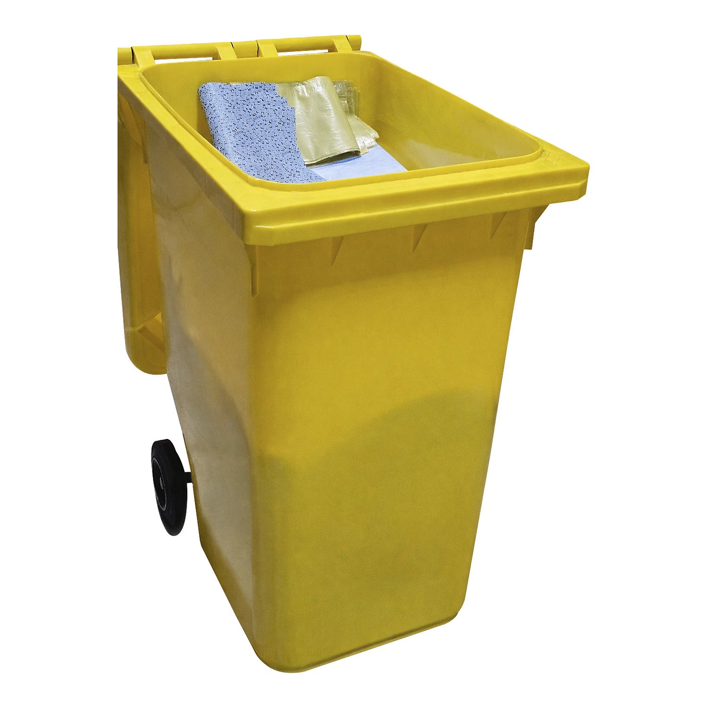 Spill emergency kit in a mobile container, absorbency 300 l, oil model, blue.