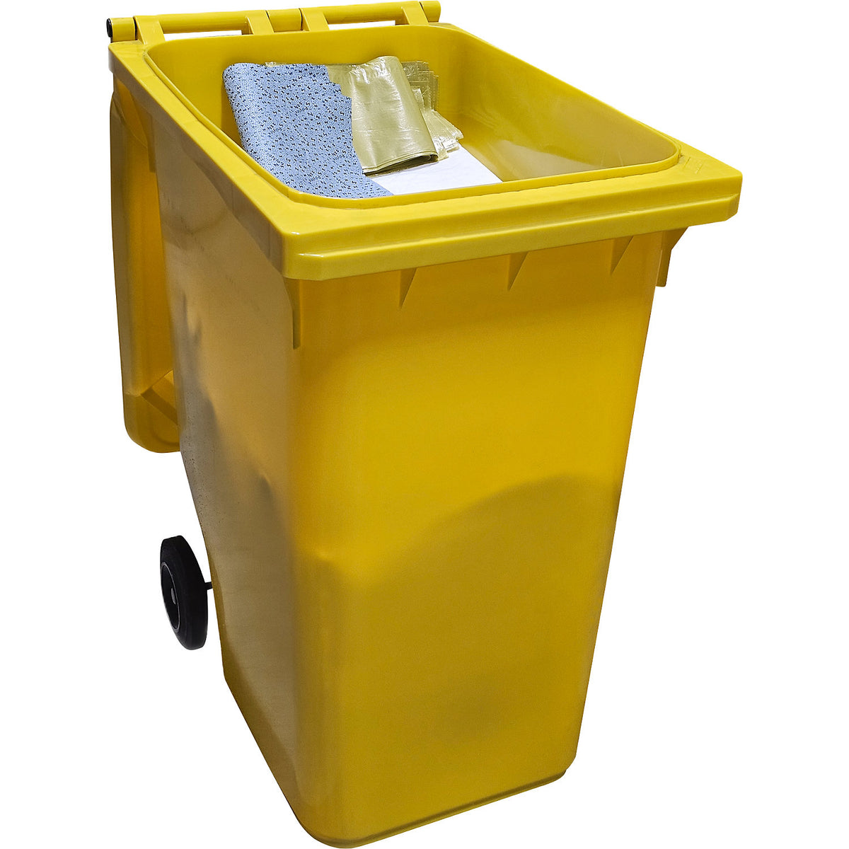 Spill emergency kit in a mobile container, absorbency 300 l, oil model, white.