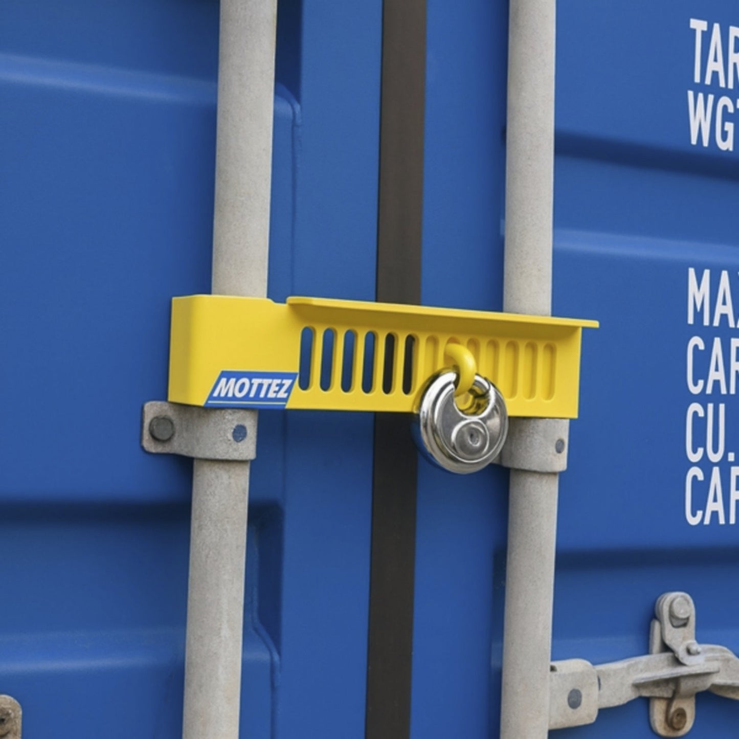 Anti-theft device, for trucks and containers, yellow.