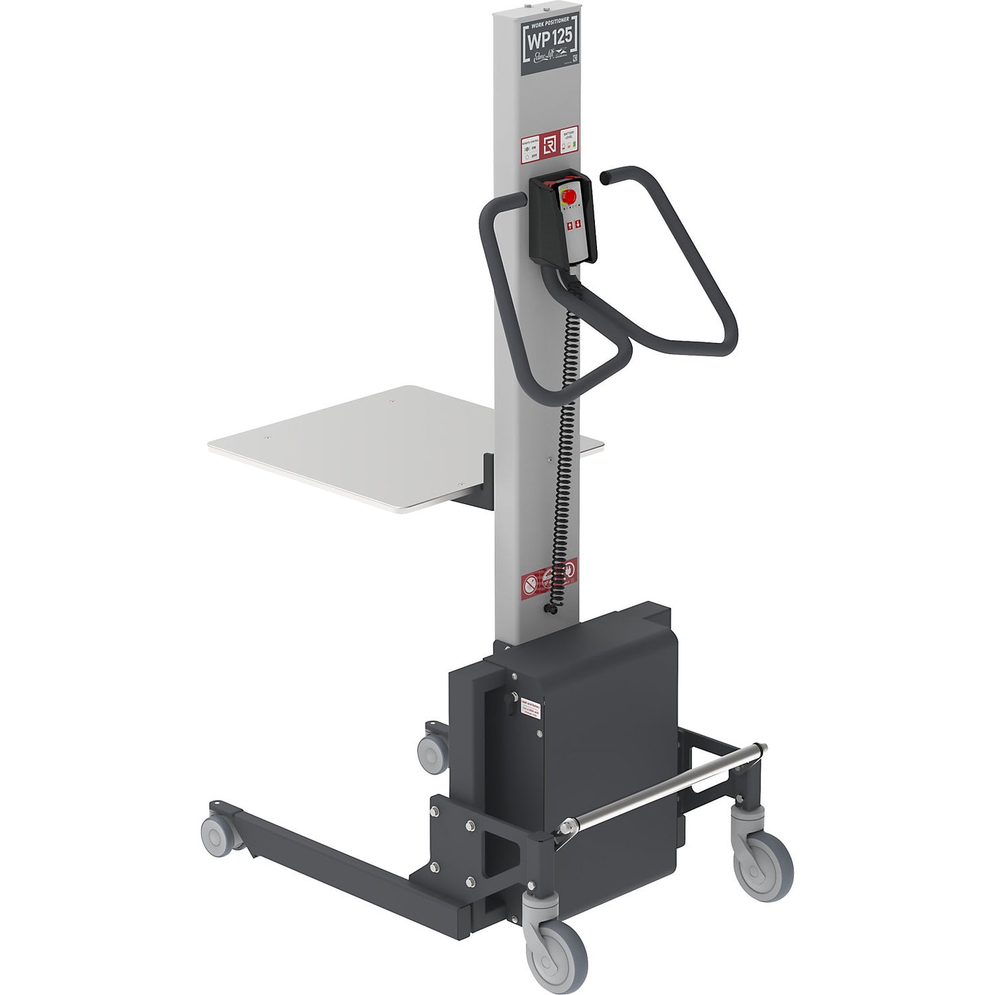Minilift, steel platform 500 x 500 mm, lifting range 1600 mm, lifting range 1220 mm, max. load 125 kg.