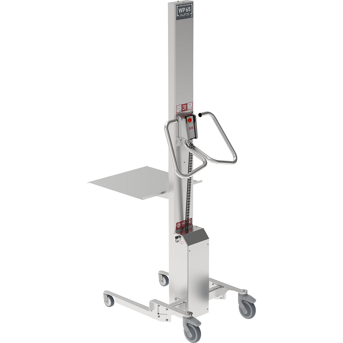 Minilift, stainless steel platform 500 x 500 mm, lifting range 1600 mm, max. load 60 kg.