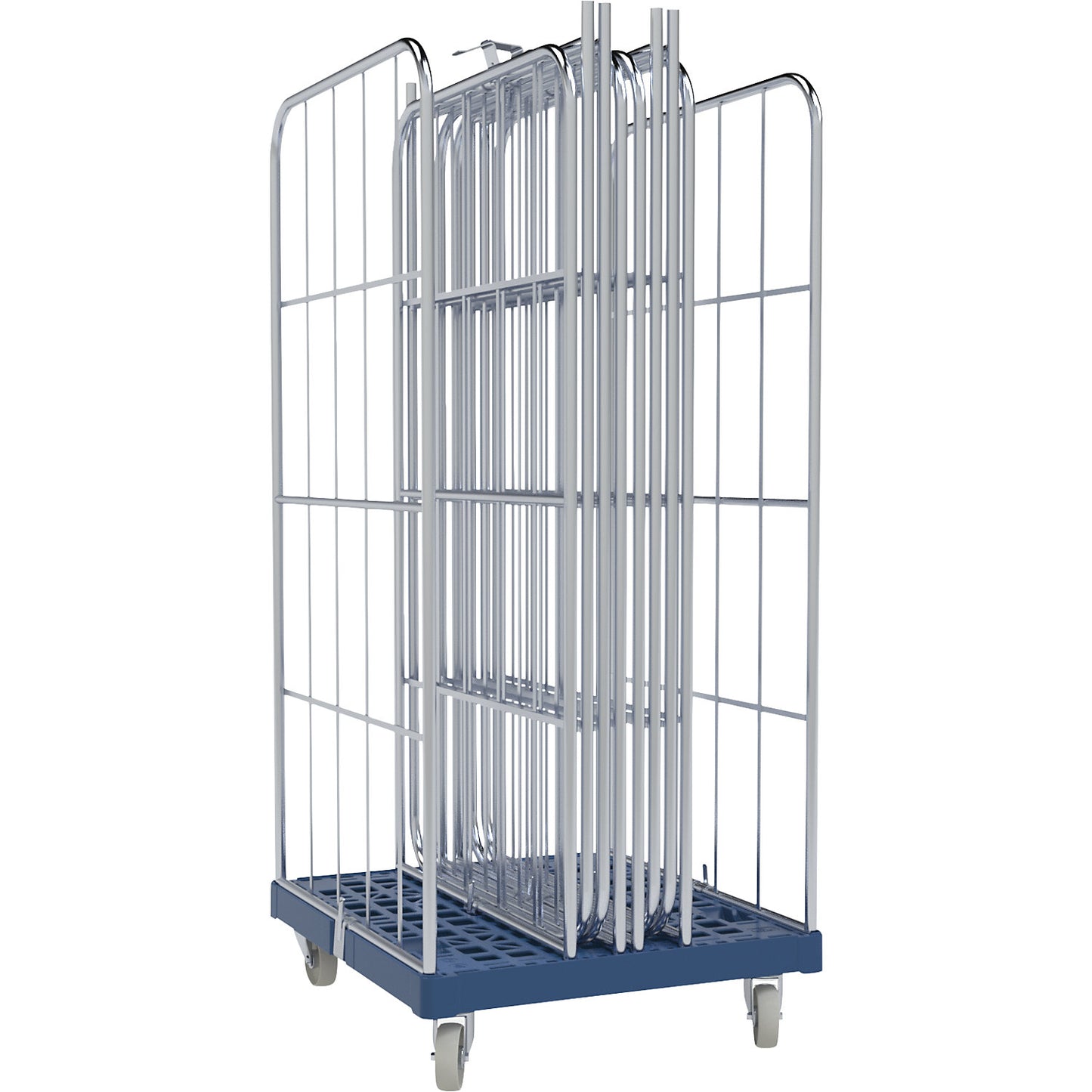 Roll container with plug-in system, max. load 500 kg, 2-sided, height 1530 mm.