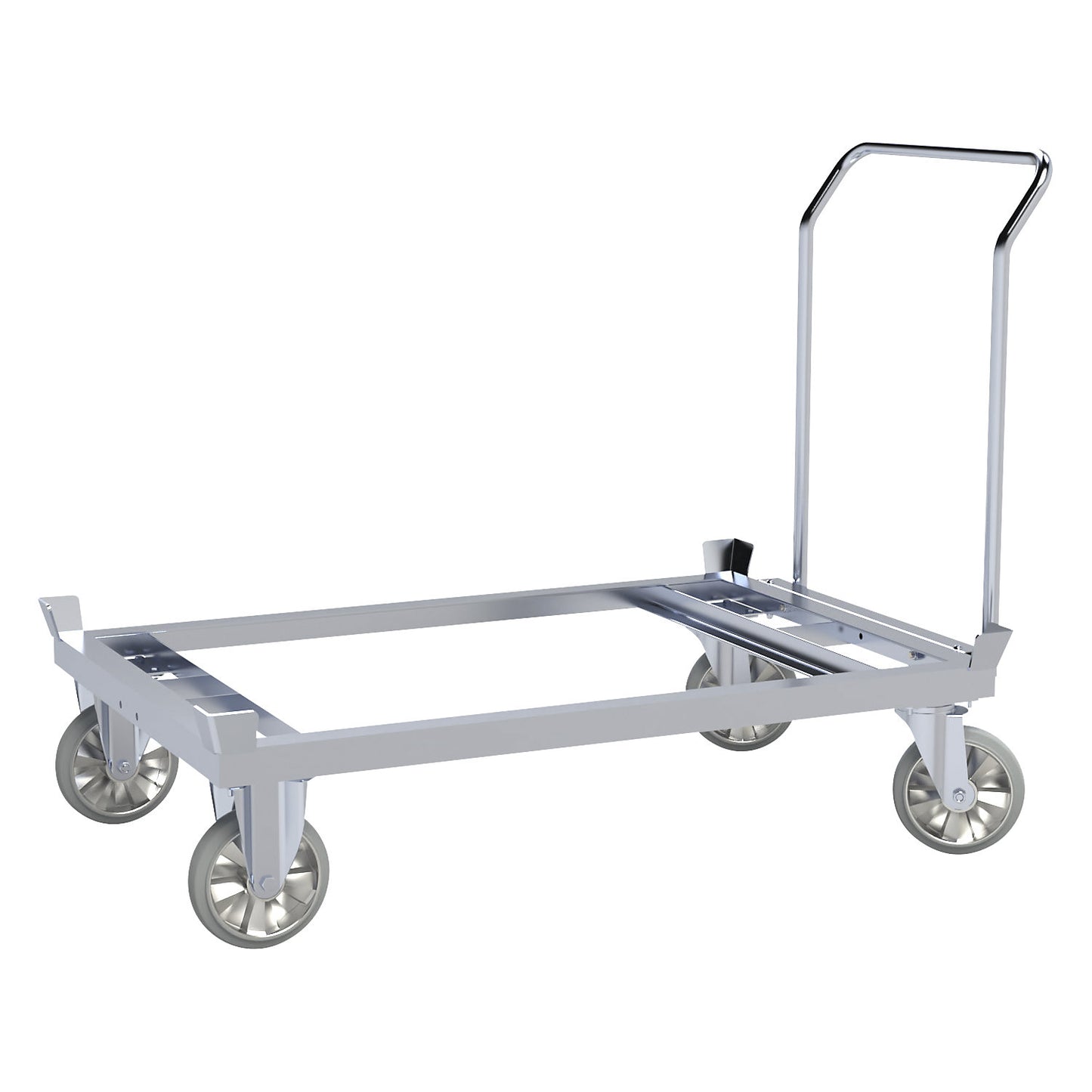 Push handle for pallet wheeled base, screw-on, zinc plated, Ø 33 mm.