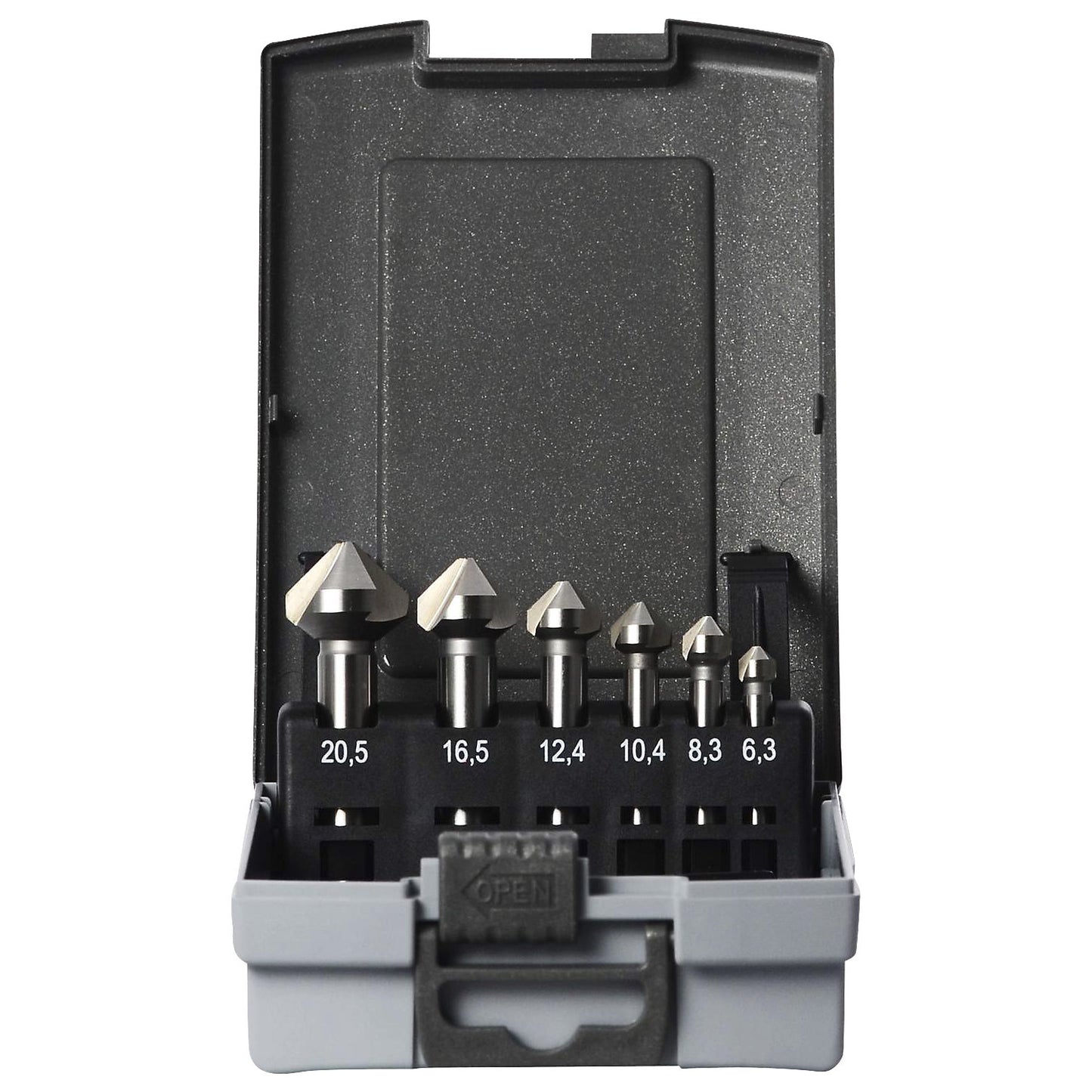 Countersink set ECO HSS-G, in plastic cassette, 6 parts.