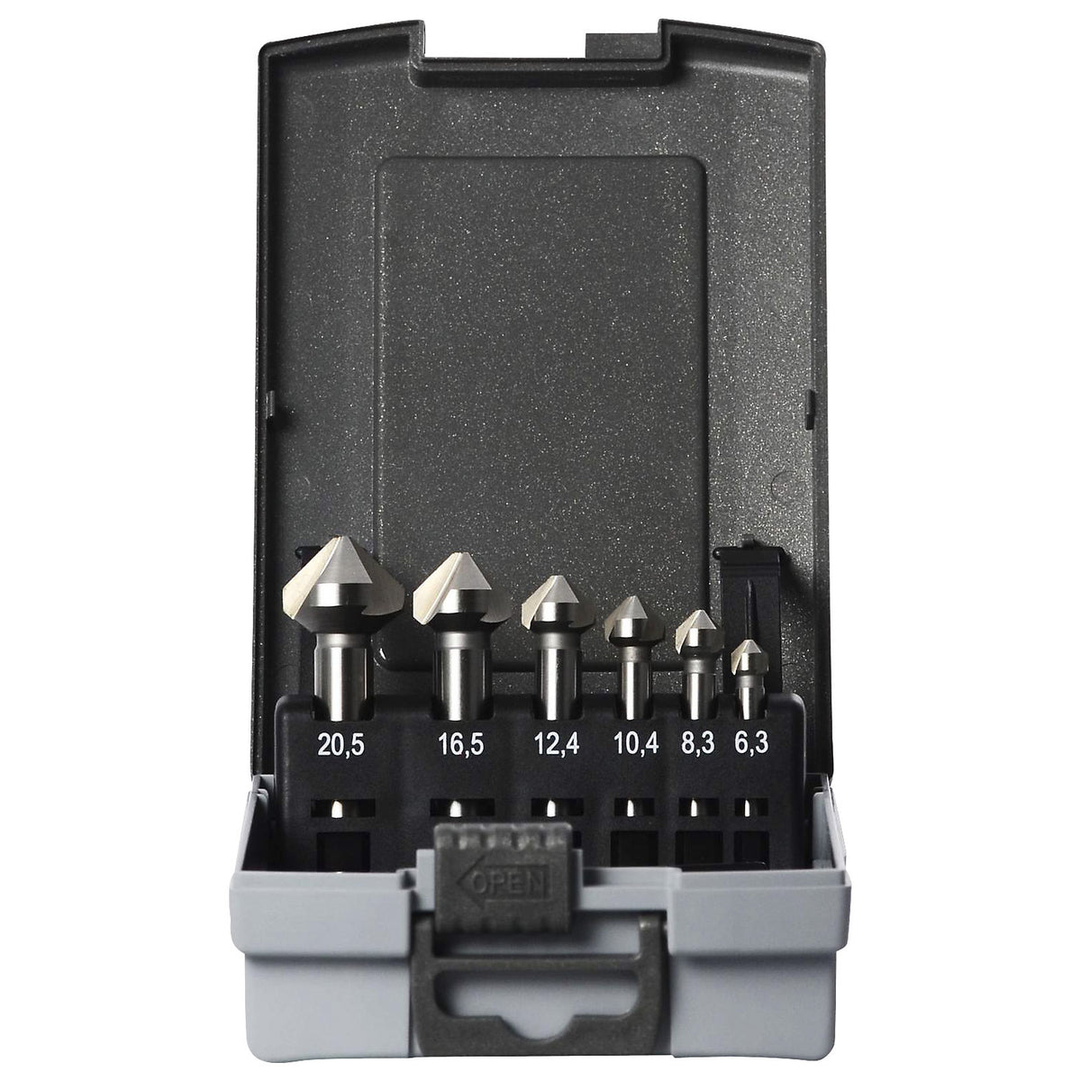 Countersink set ECO HSS-G, in plastic cassette, 6 parts.