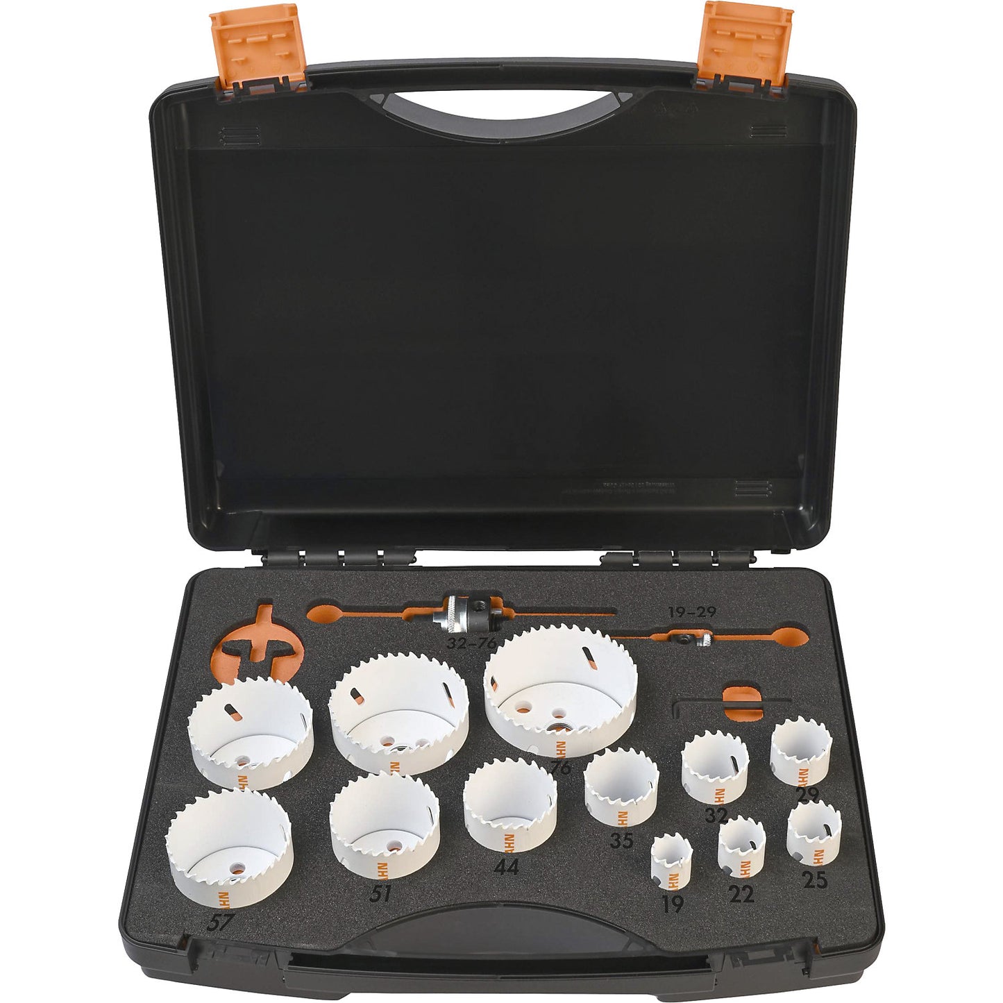 HSS-co bi-metal hole saw set, m42 steel with a cobalt content, 17 parts.