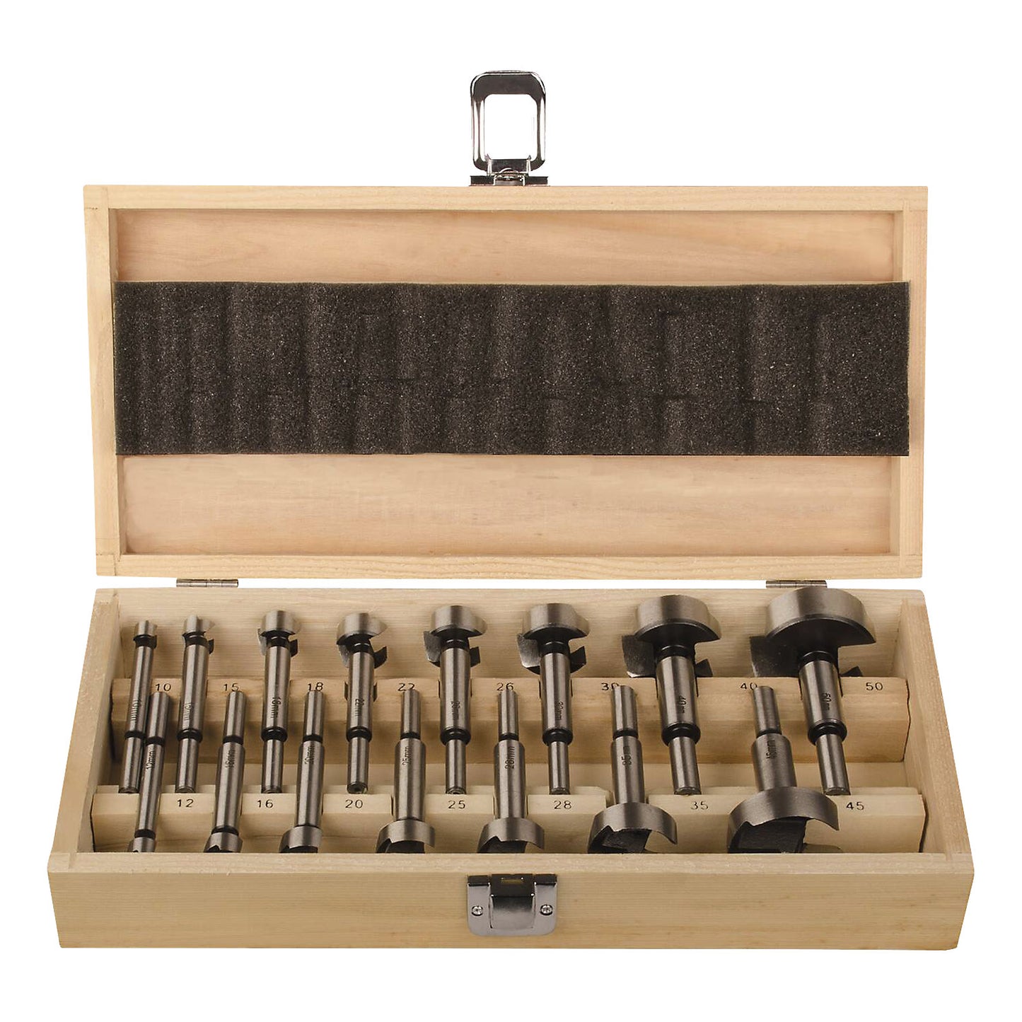 Forstner bit cassette ECO, for hardwood, softwood and veneered panels, 15 pieces, 10 - 50 mm.