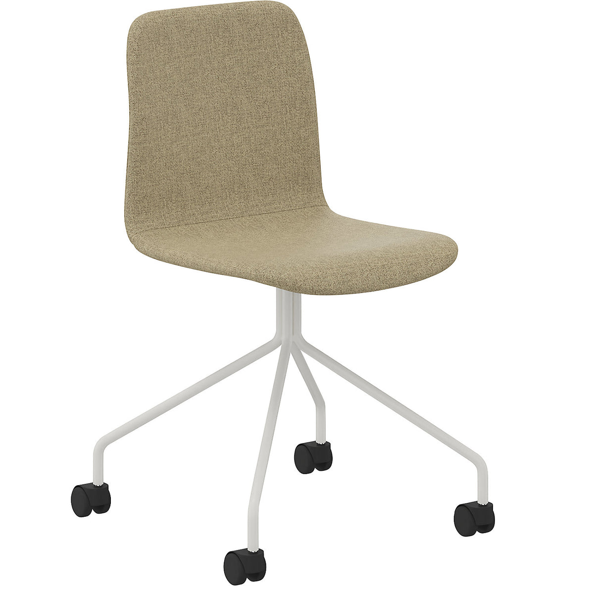 Chair Tobi, star base with castors, pack of 4, white, beige, without arm rests.