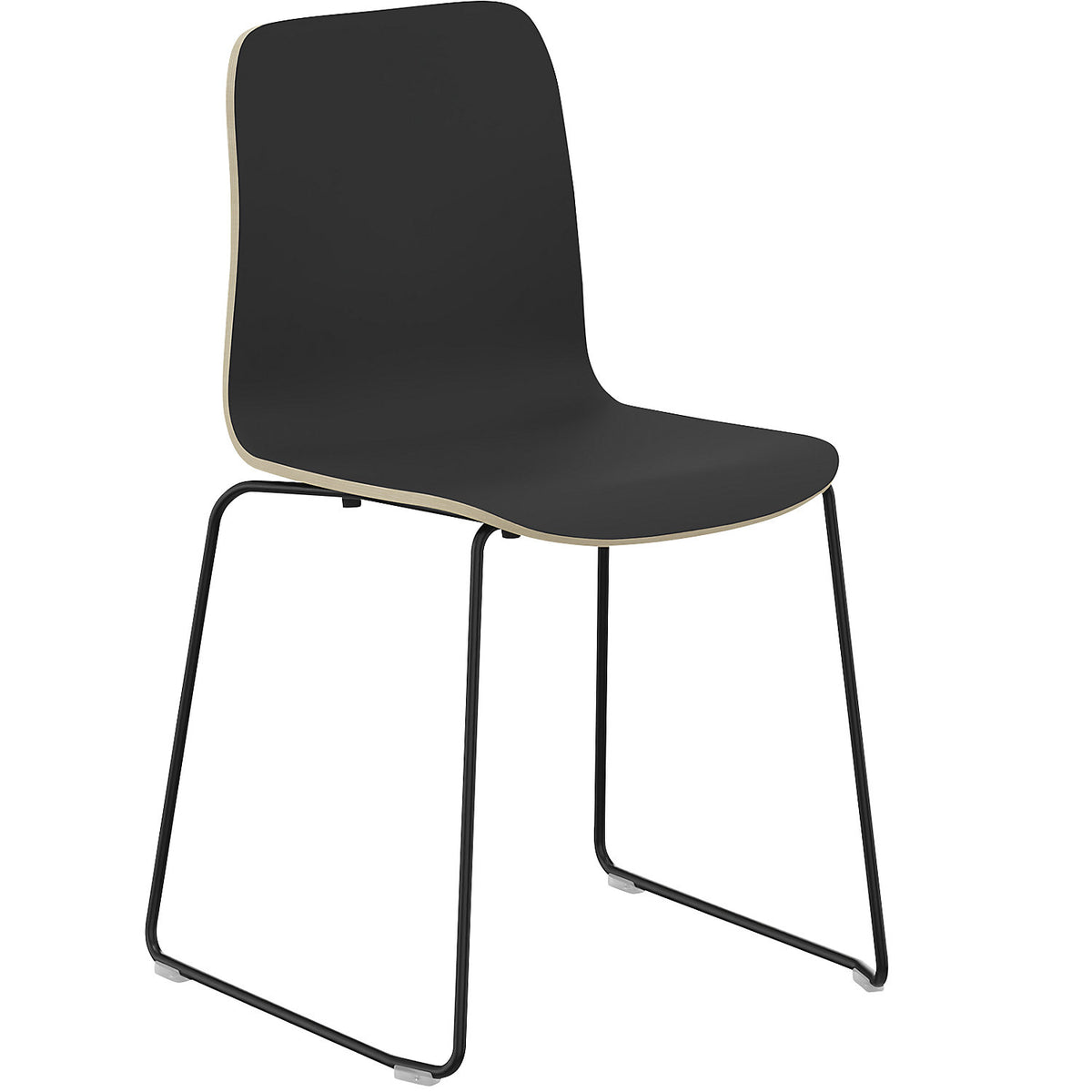 Chair Tobi, with sled base, pack of 4, black, black, without arm rests.