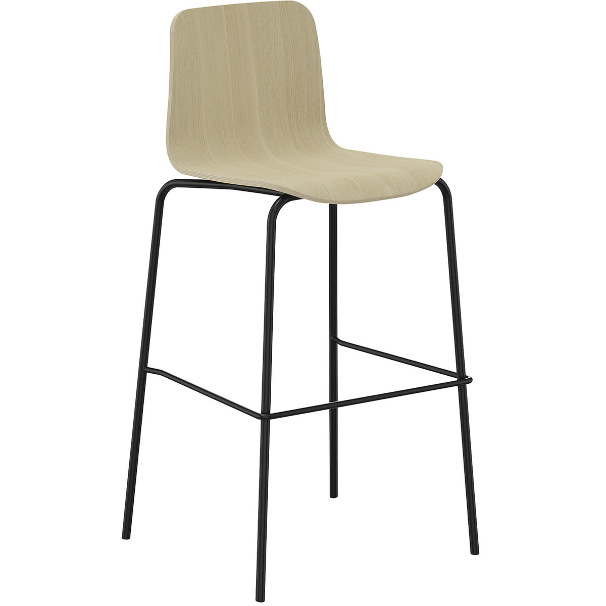 Tobi bar stool, 4-legged, pack of 2, oak, black.