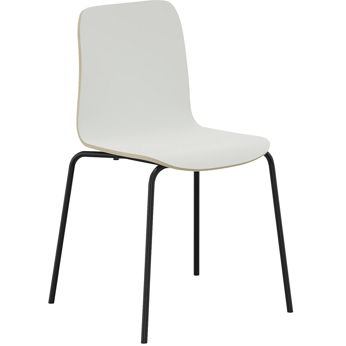 Chair Tobi, 4-legged, pack of 4, black, white, without arm rests.