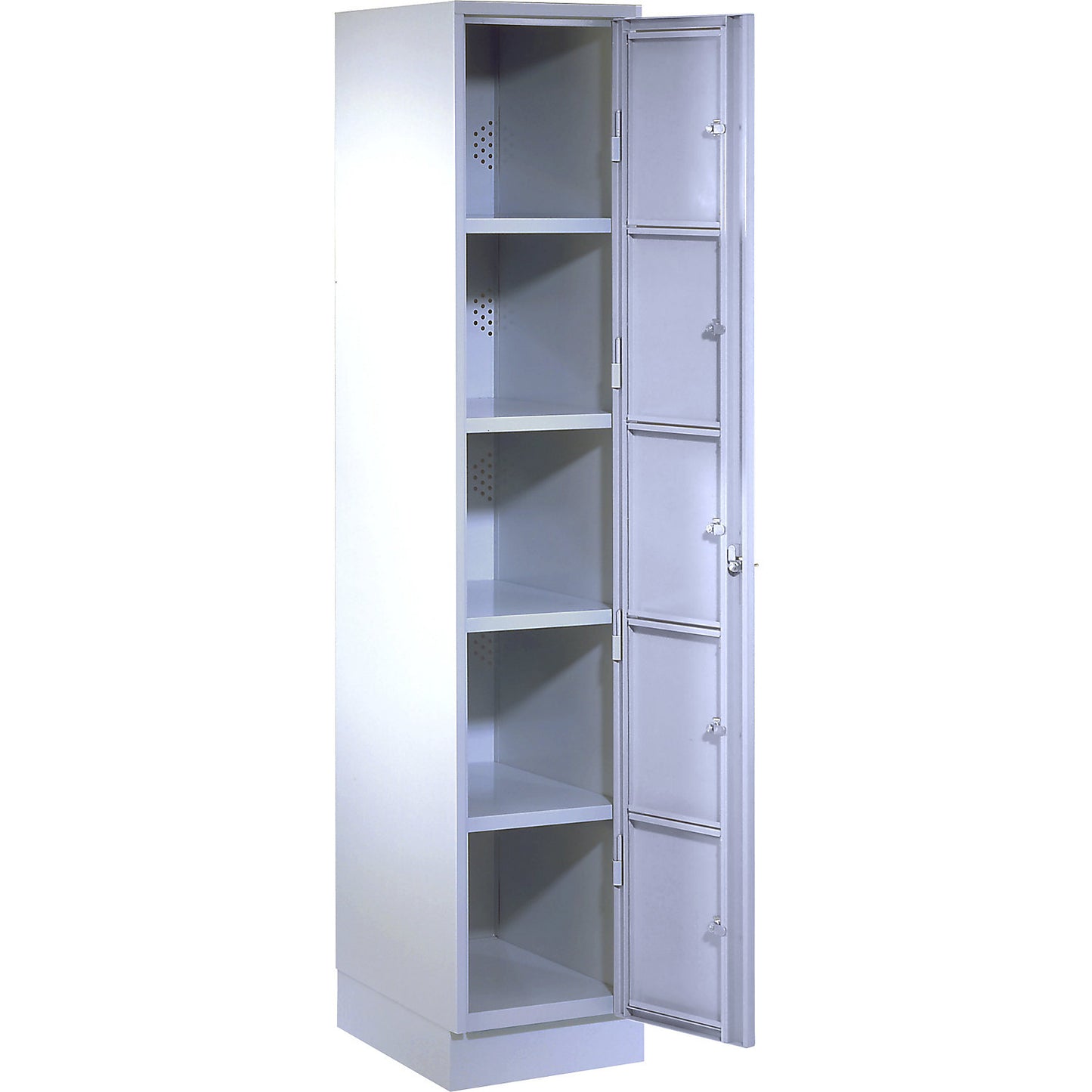 Laundry cabinet, HxWxD 1800 x 350 x 500 mm, 5 compartments, light grey/light grey.
