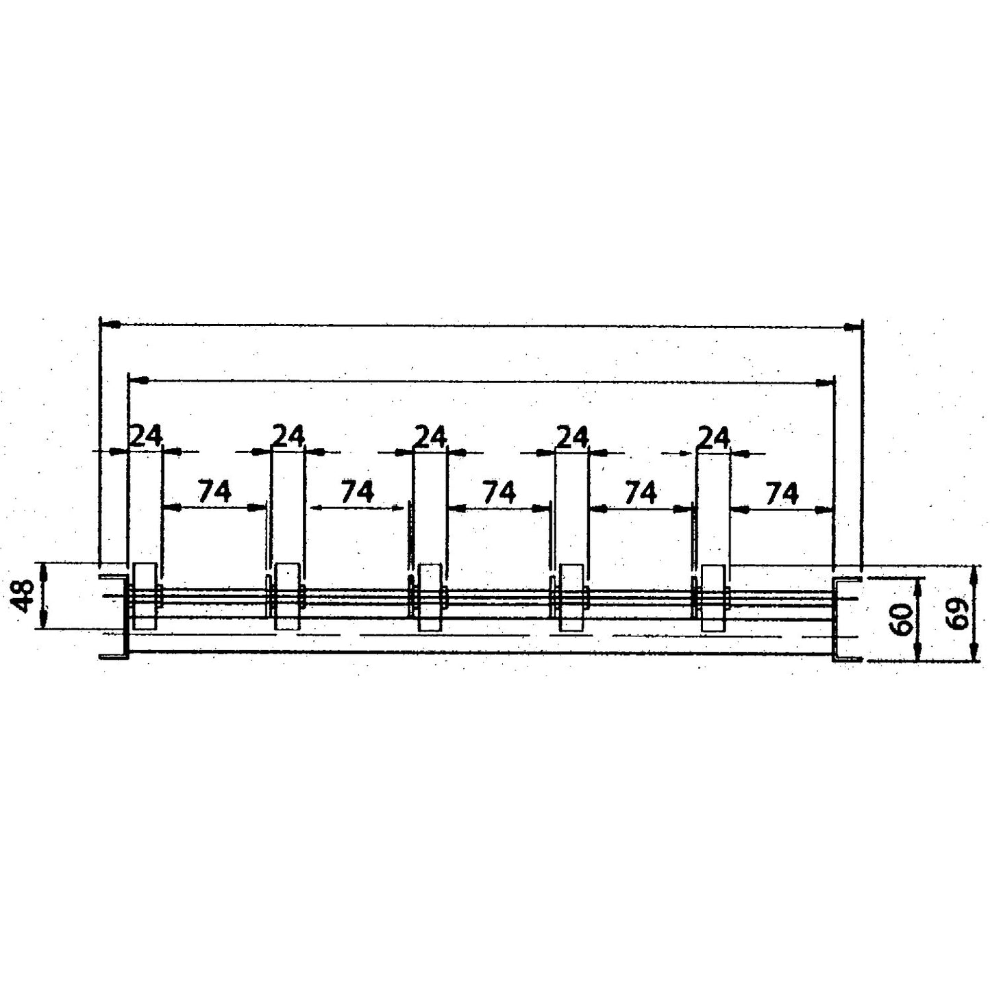 Light duty roller conveyor, aluminium frame with plastic rollers, track width 500 mm, axle spacing 75 mm, length 1.5 m.