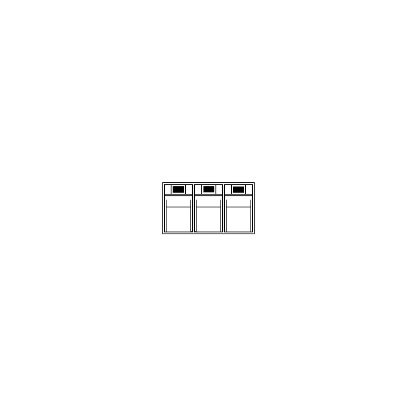 Visual storage container system, housing HxWxD 240 x 600 x 197 mm, 3 bins, sand beige.