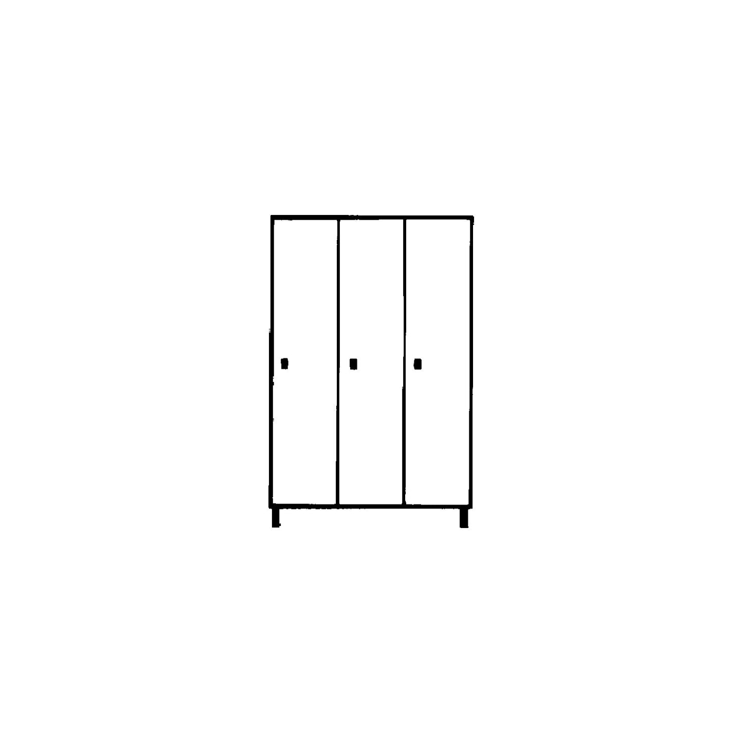 Munich locker, 3 compartments, light grey / light blue, W 1200 mm, with feet.