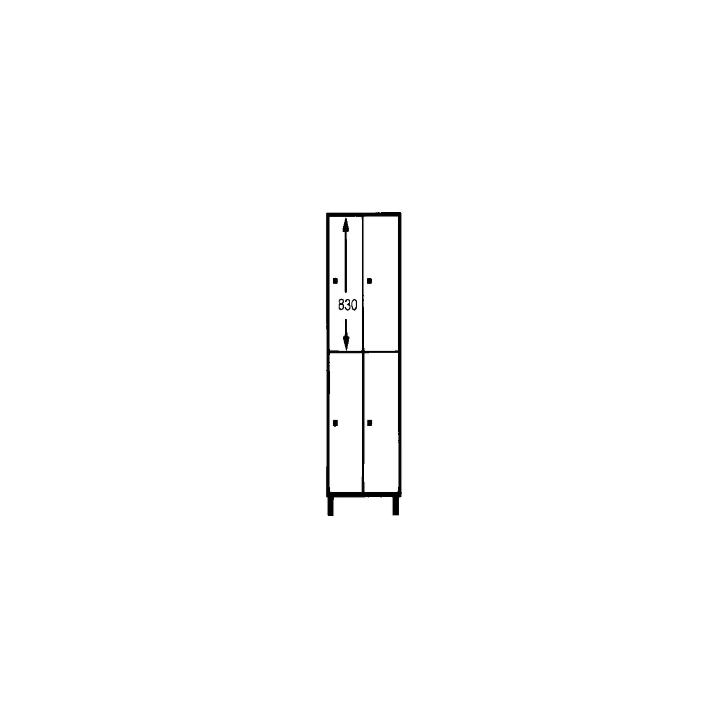 München double deck clothes locker, 2 compartments, W 600 mm, light grey / silver grey, with feet.