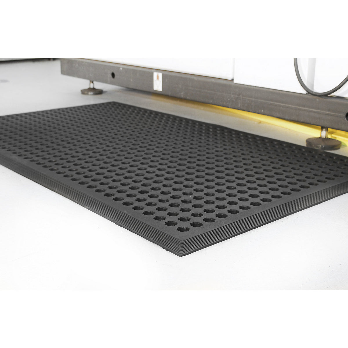 Worksafe perforated workstation matting, natural rubber, black.