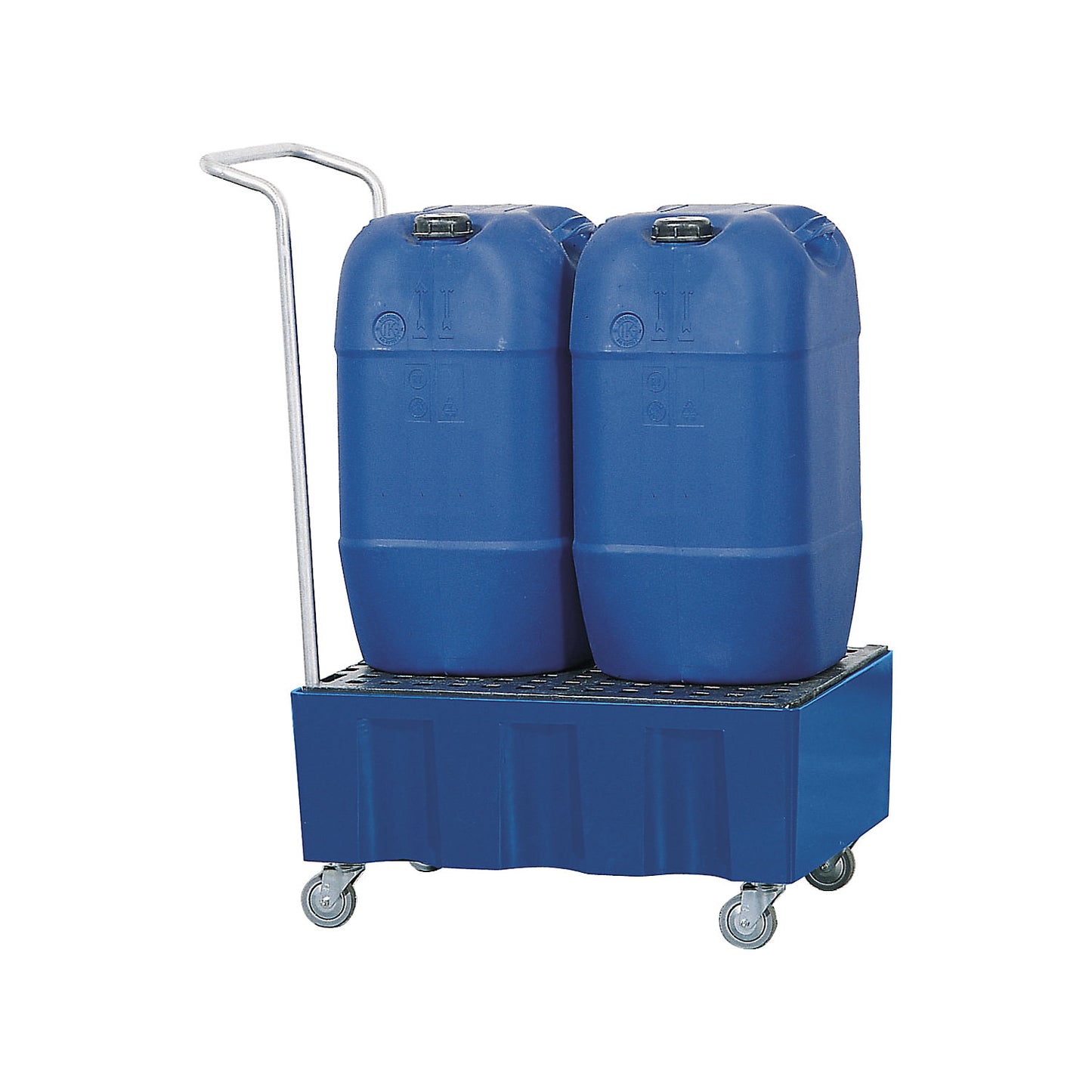 PE sump tray for 60 litre drums, sump capacity 60 l, mobile, with GRP grate.