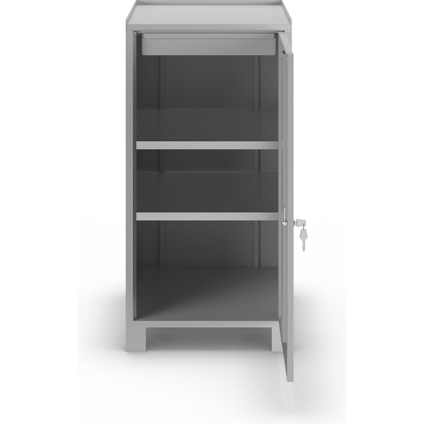 Tool cupboard with feet, HxWxD 1000 x 500 x 500 mm, 1 drawer, 2 shelves, light grey RAL 7035.