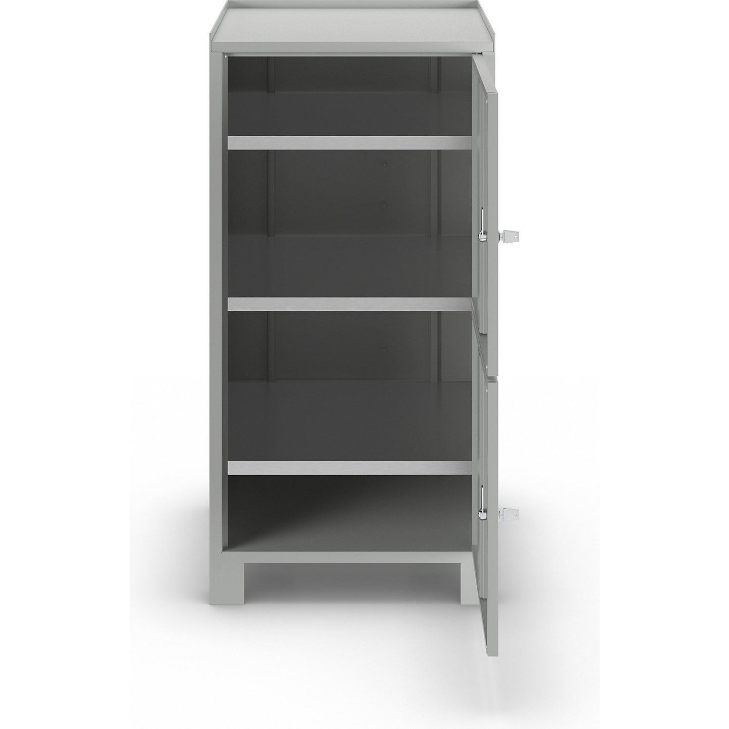 Tool cupboard with feet, HxWxD 1000 x 500 x 500 mm, 2 lockable compartments with 1 shelf each, light grey RAL 7035.