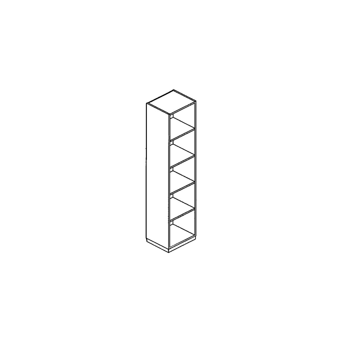 LENA - Office shelf unit, 4 shelves, 5 file heights, HxWxD 1869 x 600 x 442 mm, beech finish.