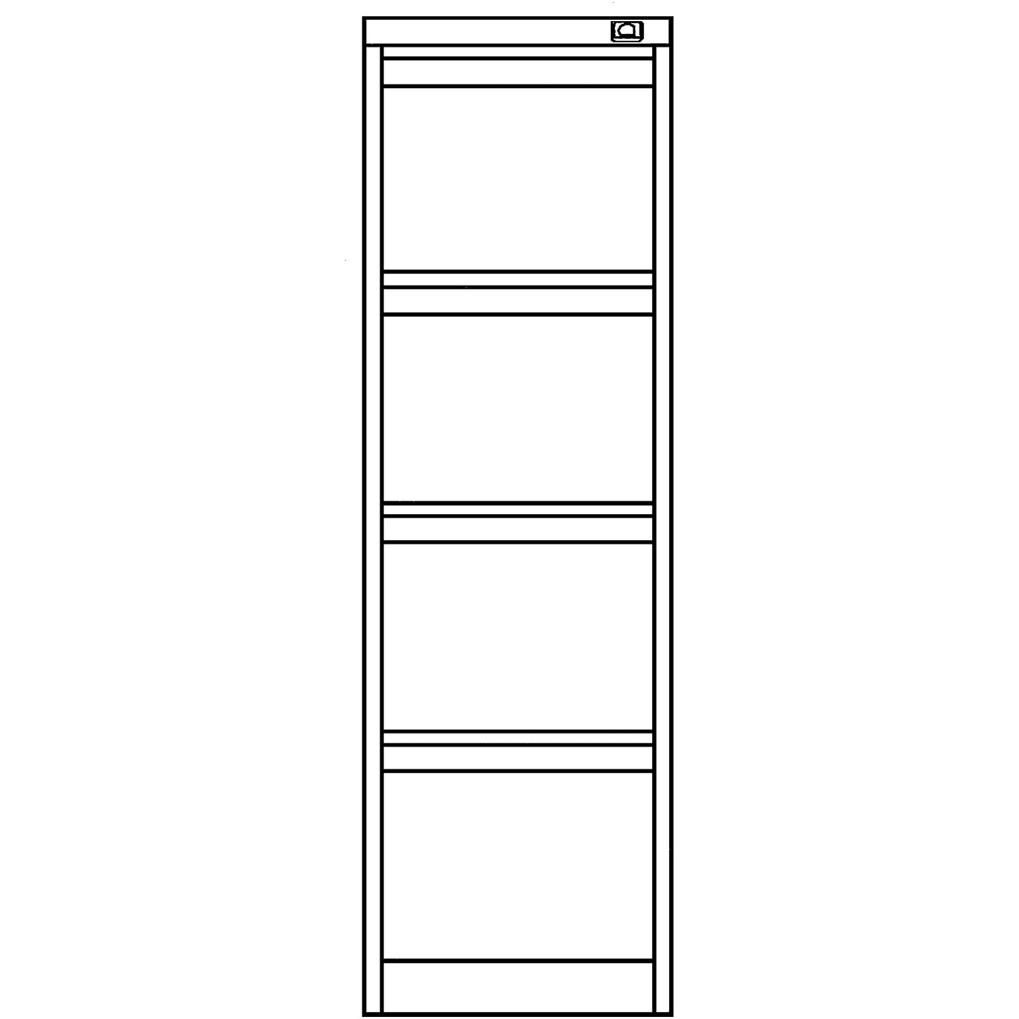 Suspension file cabinet, 1-track, 4 A4 drawers, white aluminium.