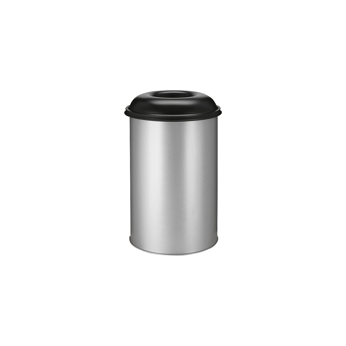 Safety paper bin, steel, capacity 200 l, HxØ 950 x 600 mm, white aluminium / graphite black.
