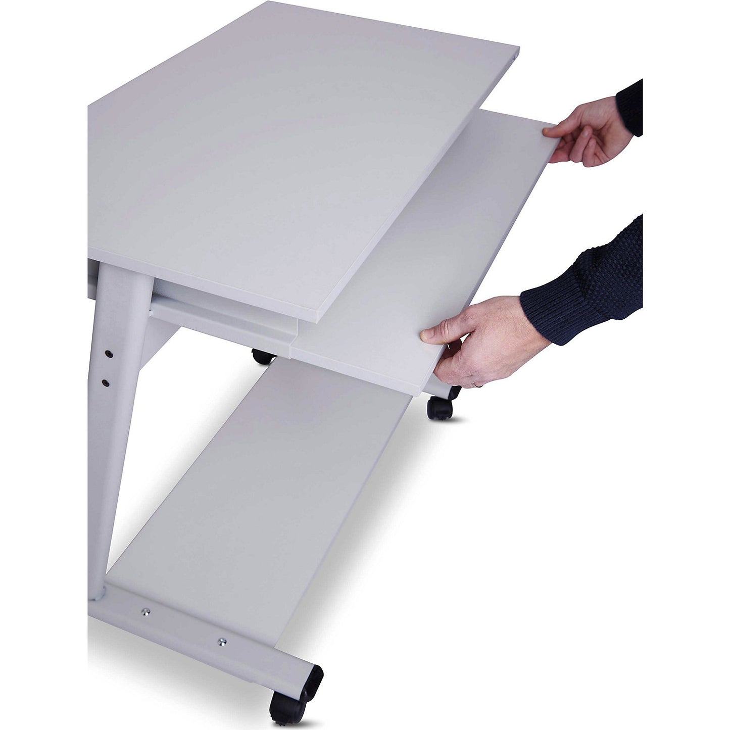 Computer table, width 800 mm, 3 levels, light grey.