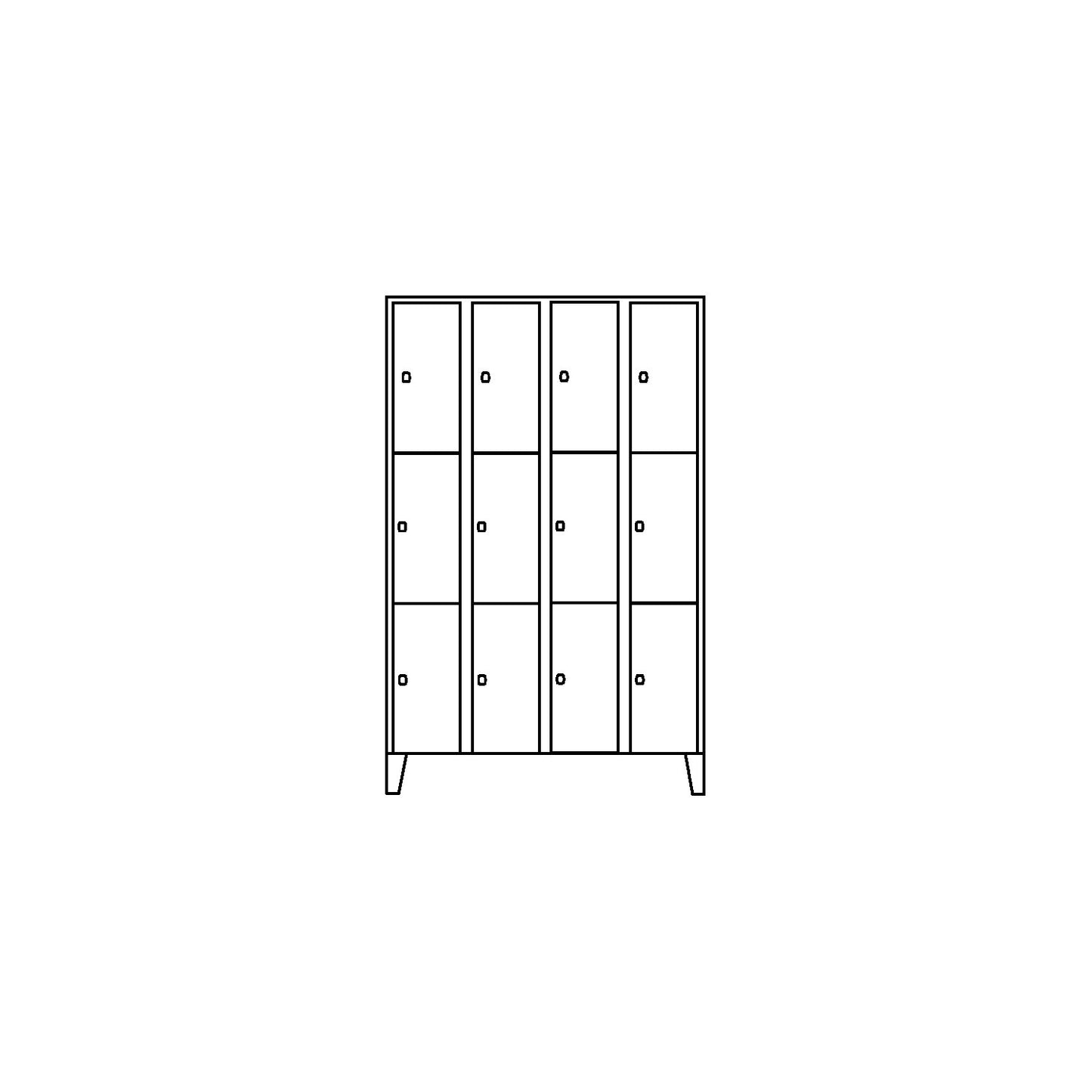 Munich 3-fold compartment locker, 4 compartments, width 1200 mm, silver grey.