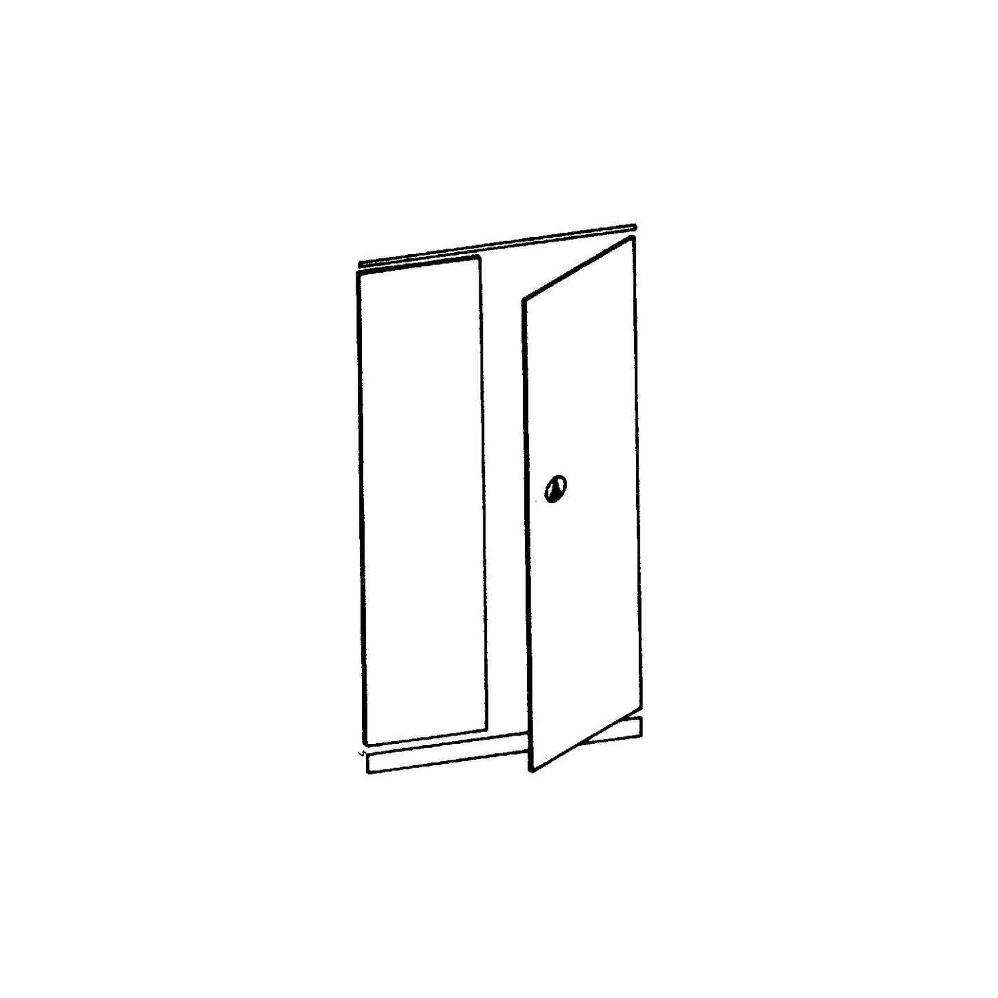 Detachable hinged door, light grey RAL 7035, installation height 2000 mm.