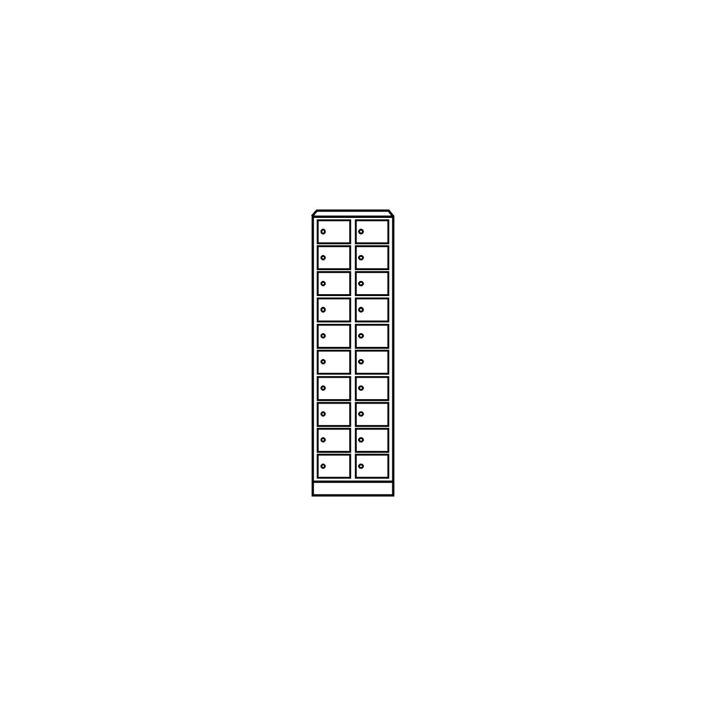 Valuables locker, 2 compartments, light grey / gentian blue, 20 compartments.