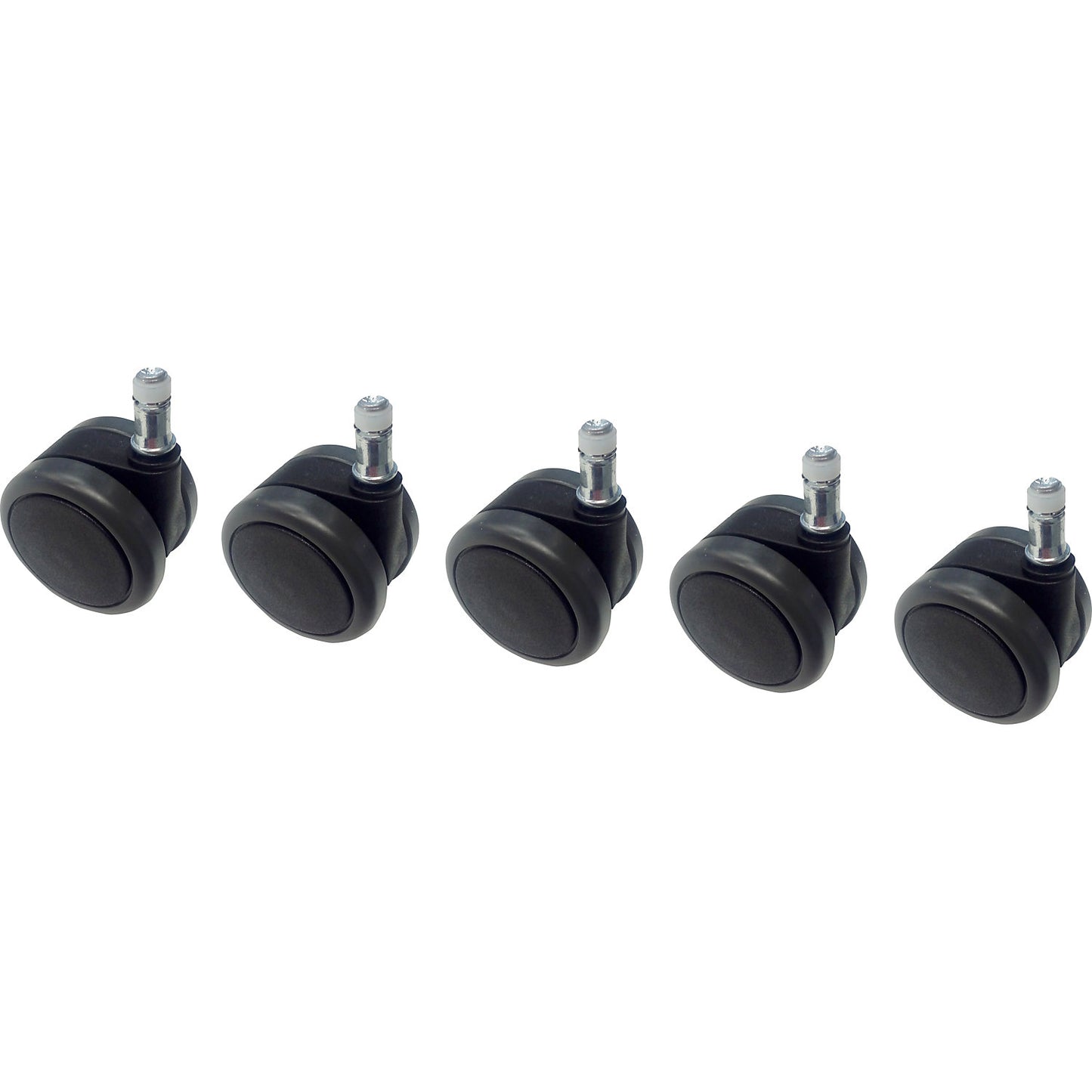 Castor set, pack of 5, for hard floors, black.