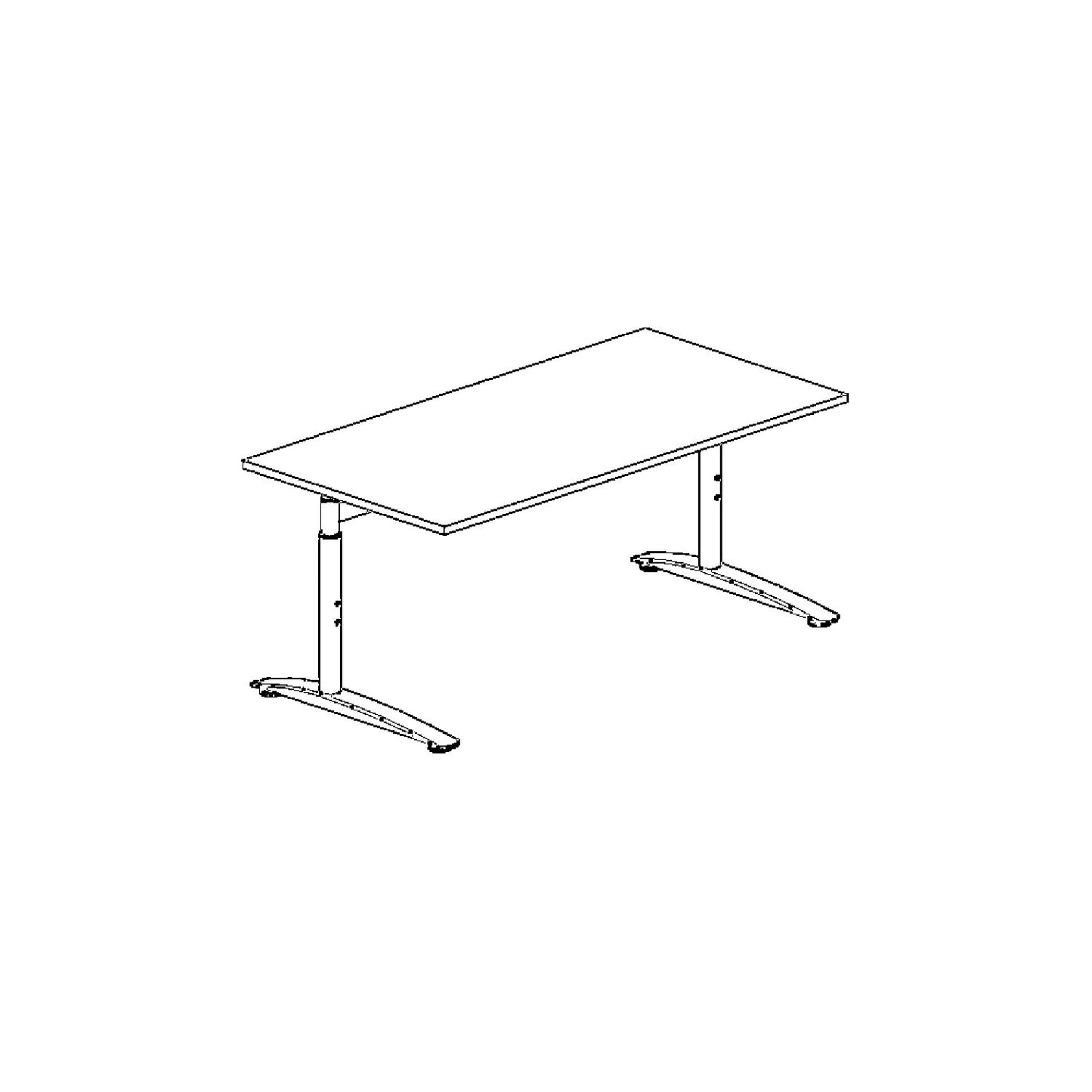 HANNA - Desk with C-foot frame, height adjustable 650 - 850 mm, width 1600 mm, maple finish.