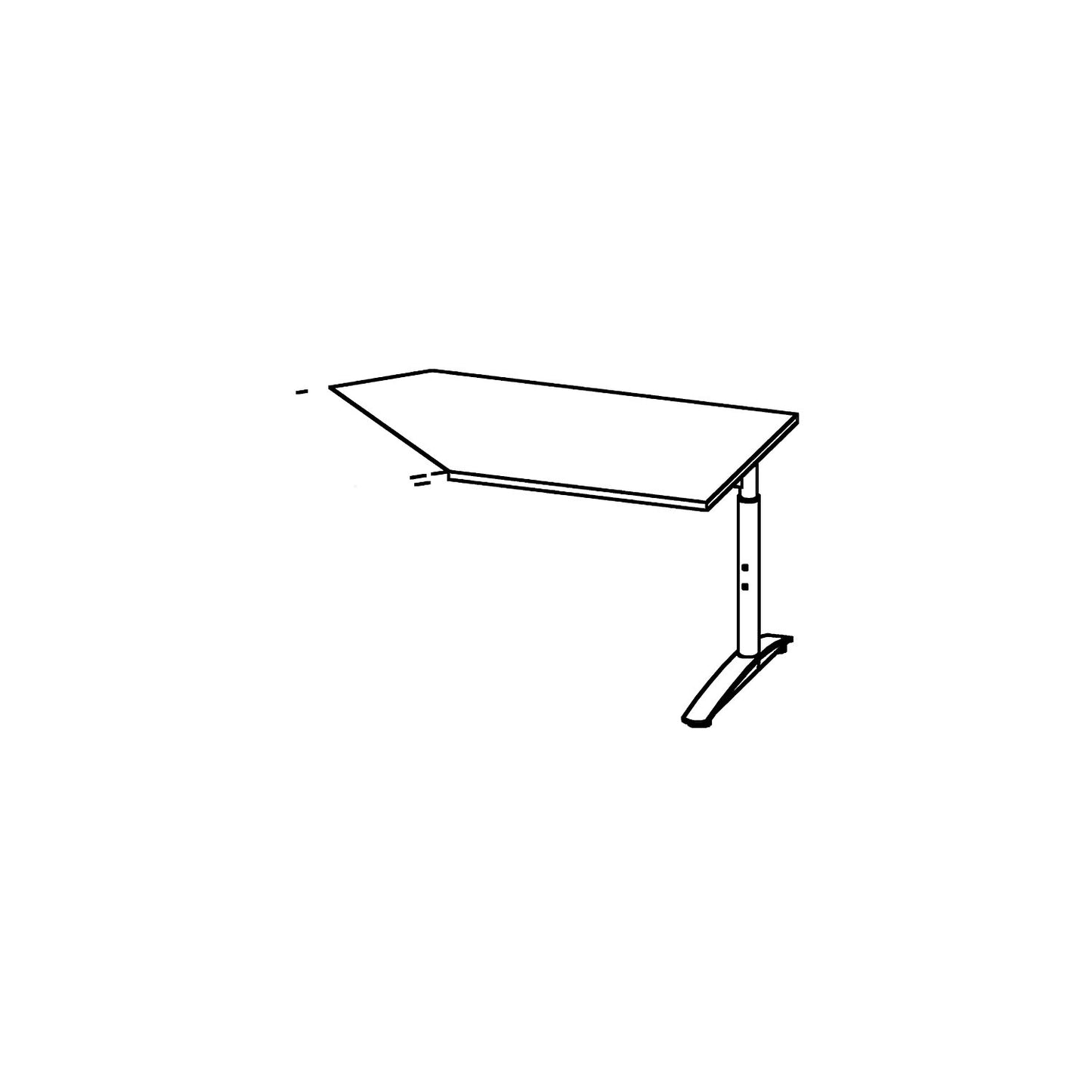 HANNA - Add-on table, height adjustable from 650 - 850 mm, 45°, for right side extension, beech finish.