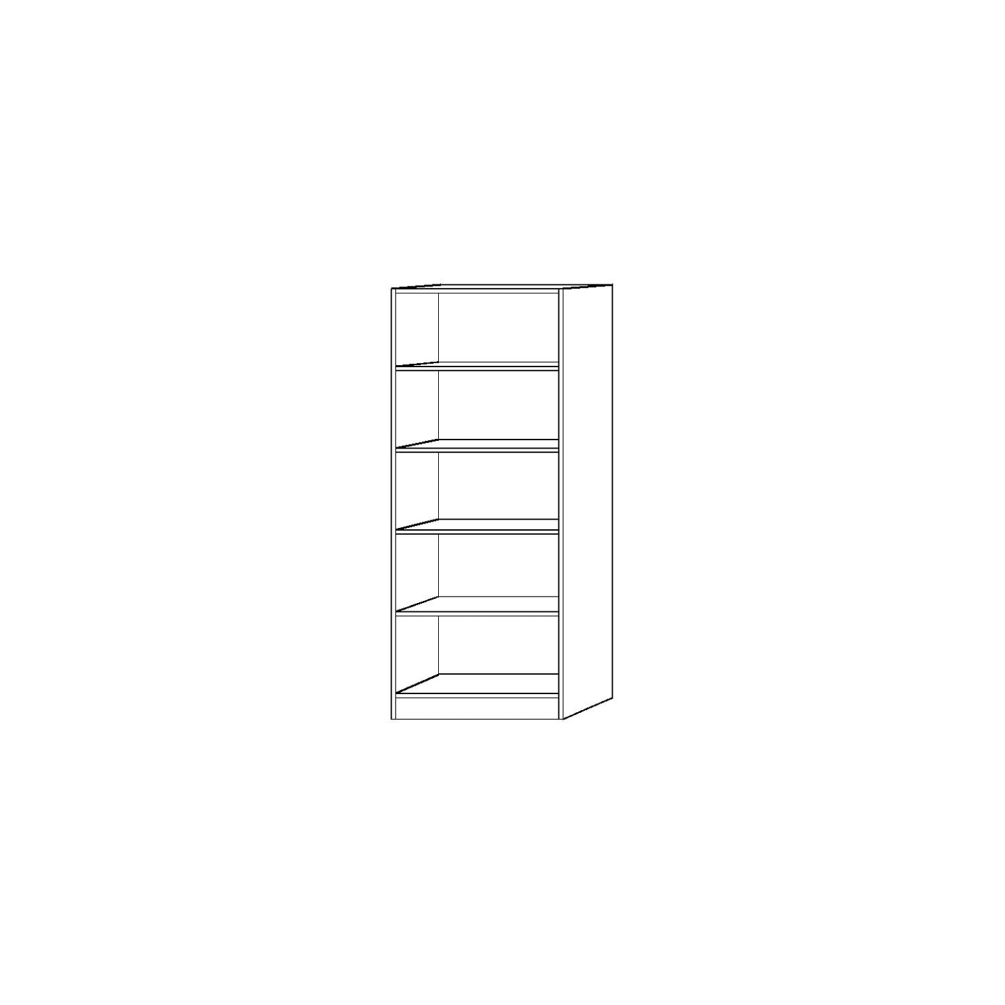 Office shelf unit, 4 shelves, light grey.