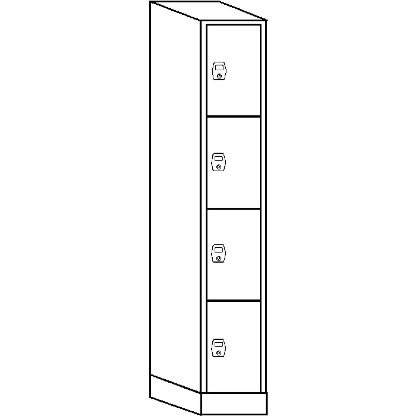 Stuttgart 4-fold compartment locker, 1 compartment, W 300 mm, light grey / light grey.