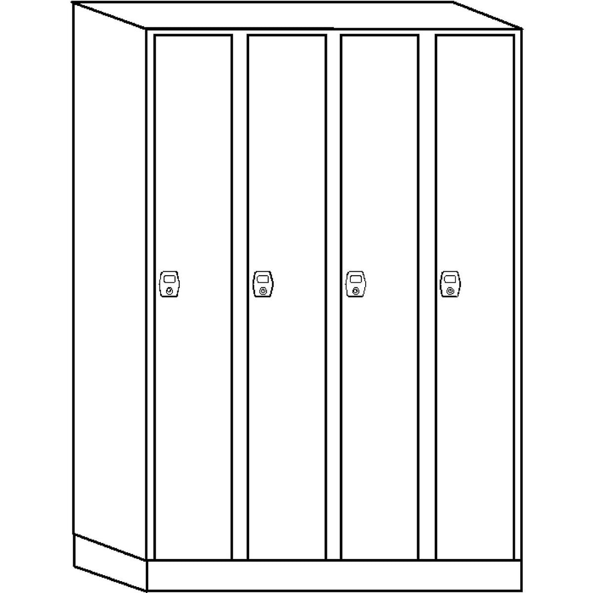 Stuttgart locker, 4 compartments, W 1200 mm, light grey / anthracite grey.