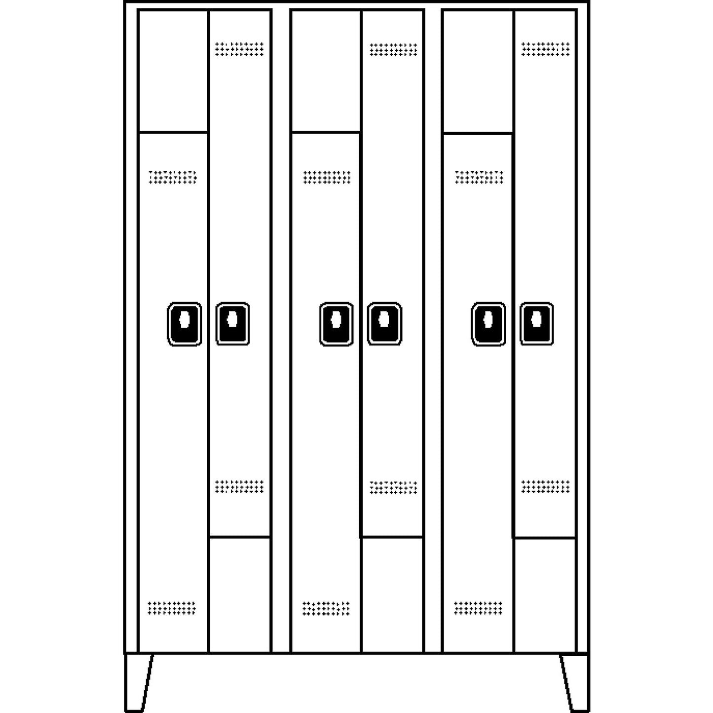 Köln Z locker, 3 compartments, W 1200 mm, body / door colour light grey / zinc yellow.