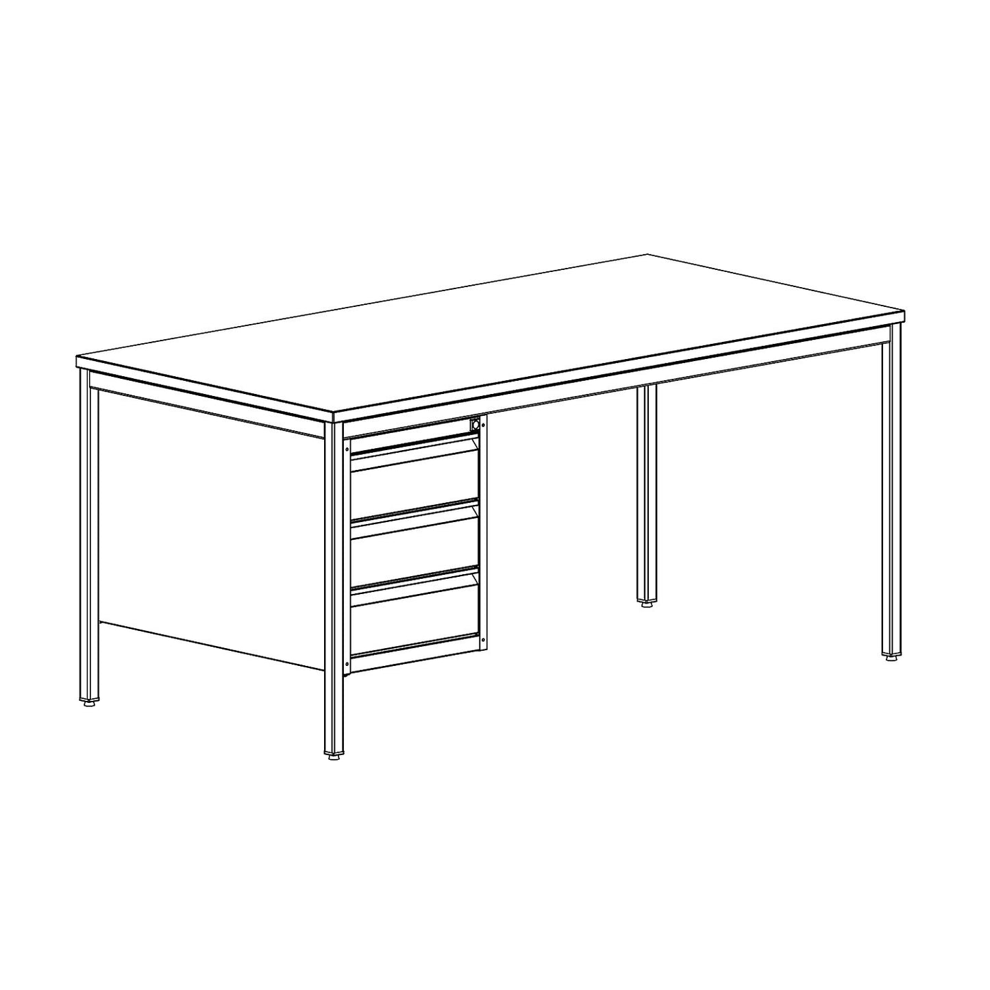 Foreman's desk, light grey, drawers 3 x 140 mm, WxD 1400 x 800 mm.